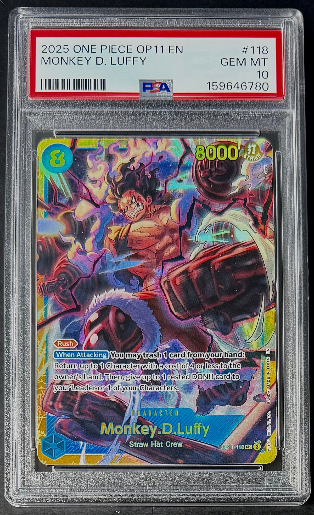 PSA 10 One Piece OP11-118 SEC - Monkey.D.Luffy - EN -Foil-A Fist of Divine Speed