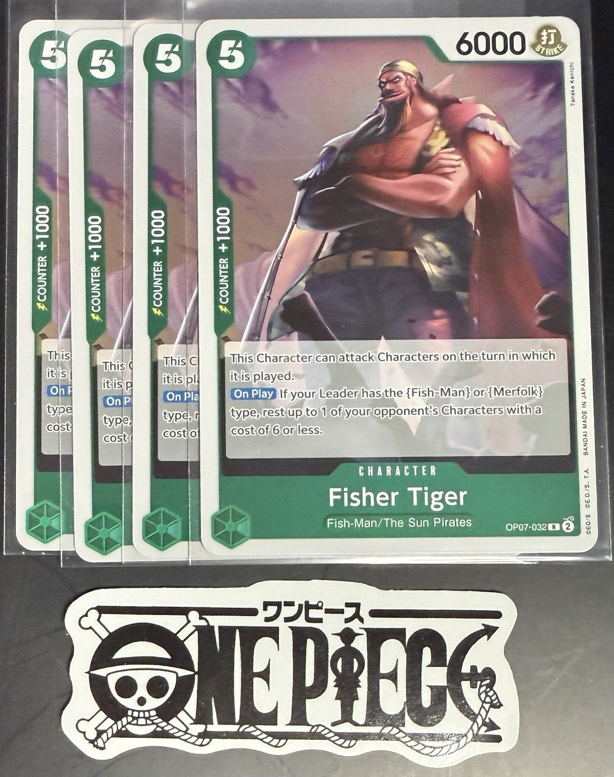 4x One Piece OP07-032 R Fisher Tiger - ENG - Play Set - Foil - NM/M