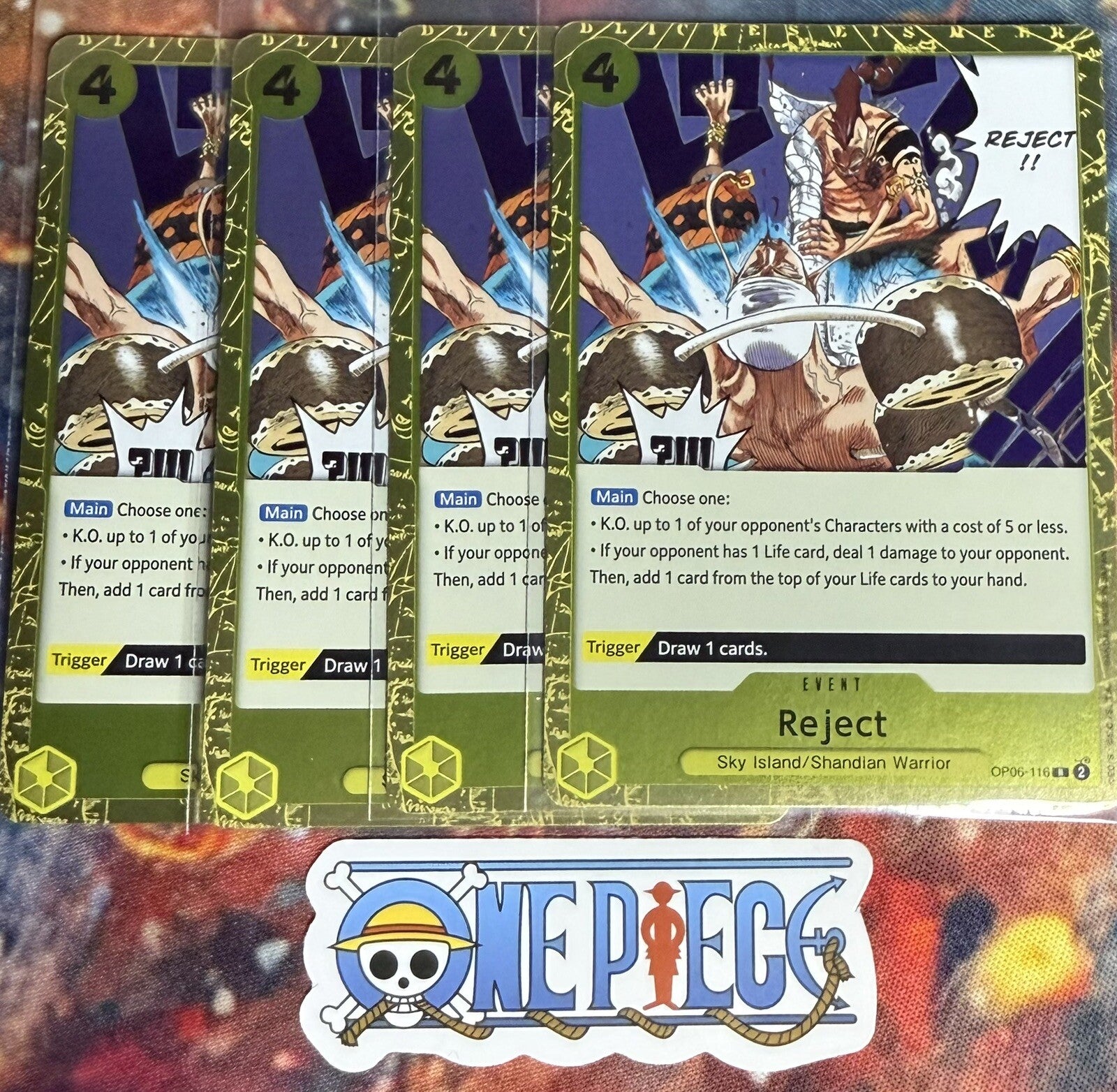 4x One Piece OP06-116 R Reject - English - Playset - TCG - NM/M