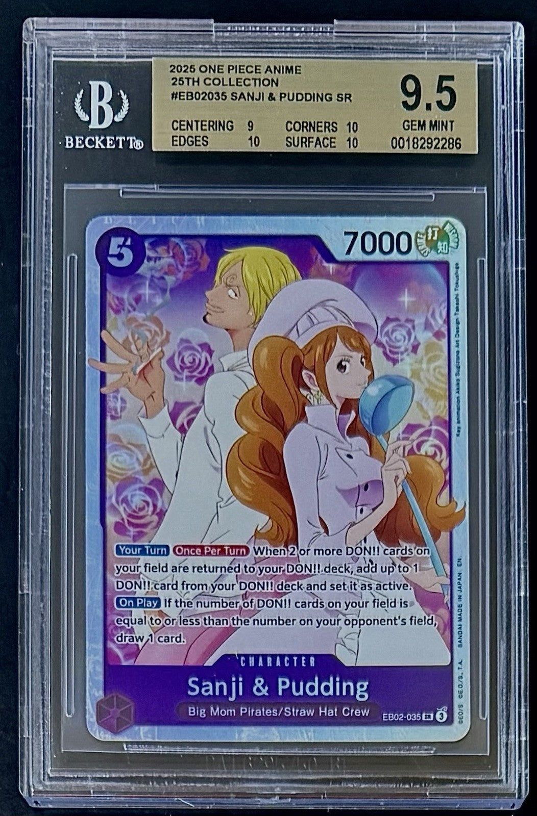 BGS 9.5 One Piece EB02-035 SR Sanji & Pudding - English - 25th Collection-Graded