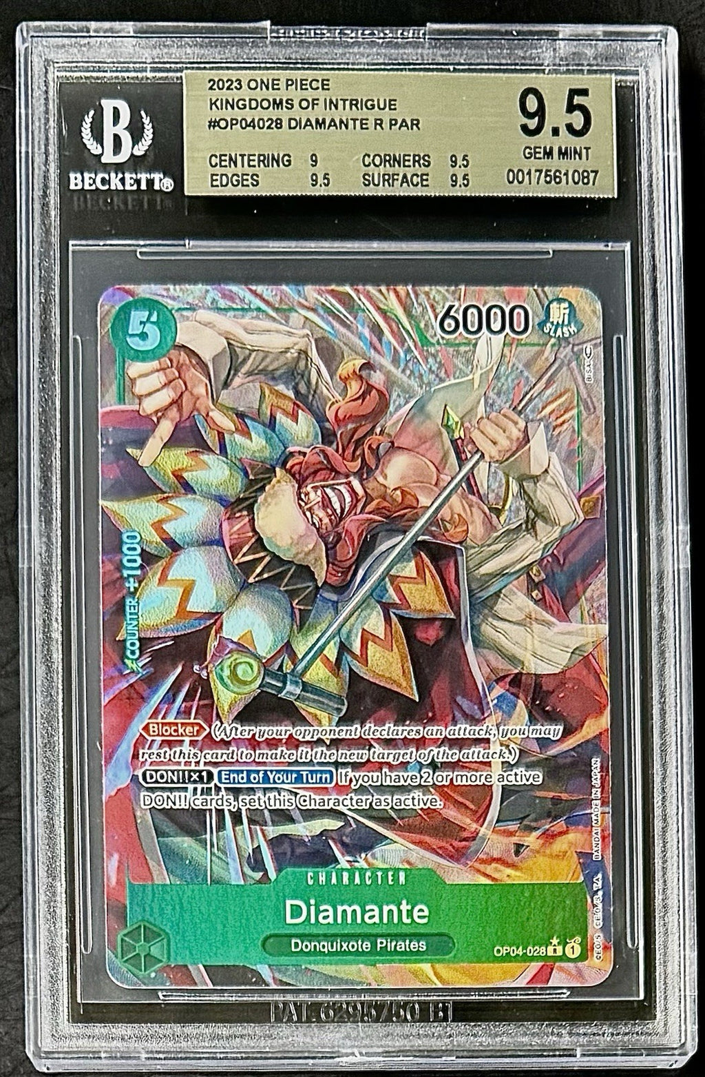 BGS 9.5 One Piece OP04-028 R* Diamante Parallel - English - Kingdoms of Intrigue