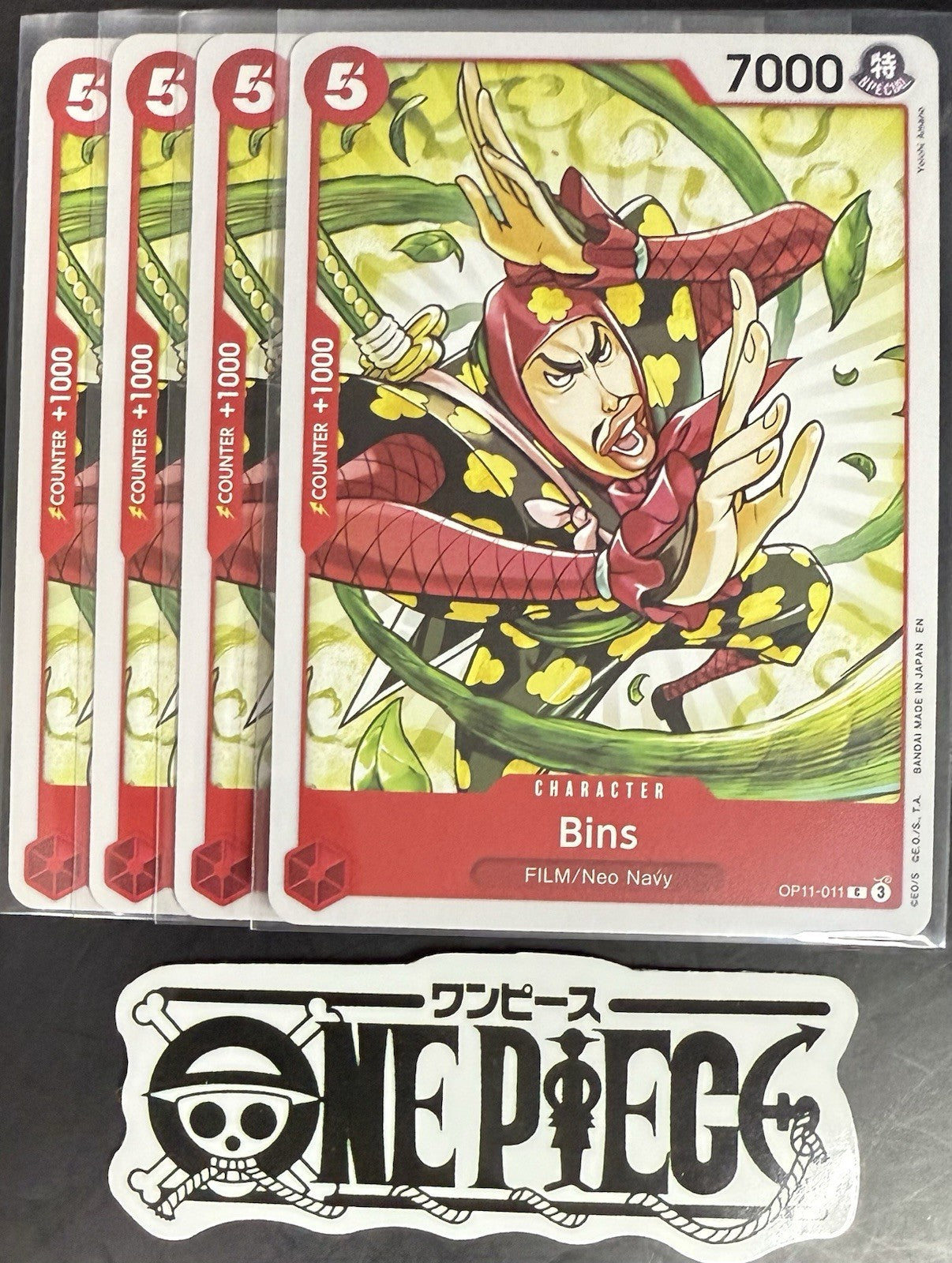 4 x One Piece OP11-011 C Bins - ENG - Regular - Playset - TCG - NM/M