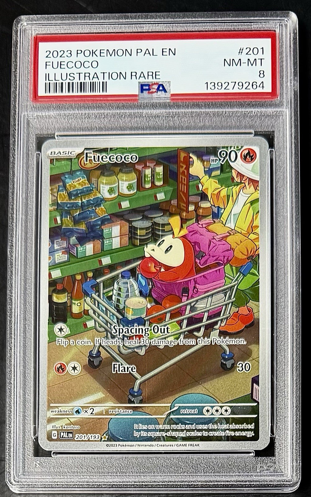 PSA 8 2023 POKEMON PAL EN-PALDEA EVOLVED ILLUSTRATION RARE #201 FUECOCO