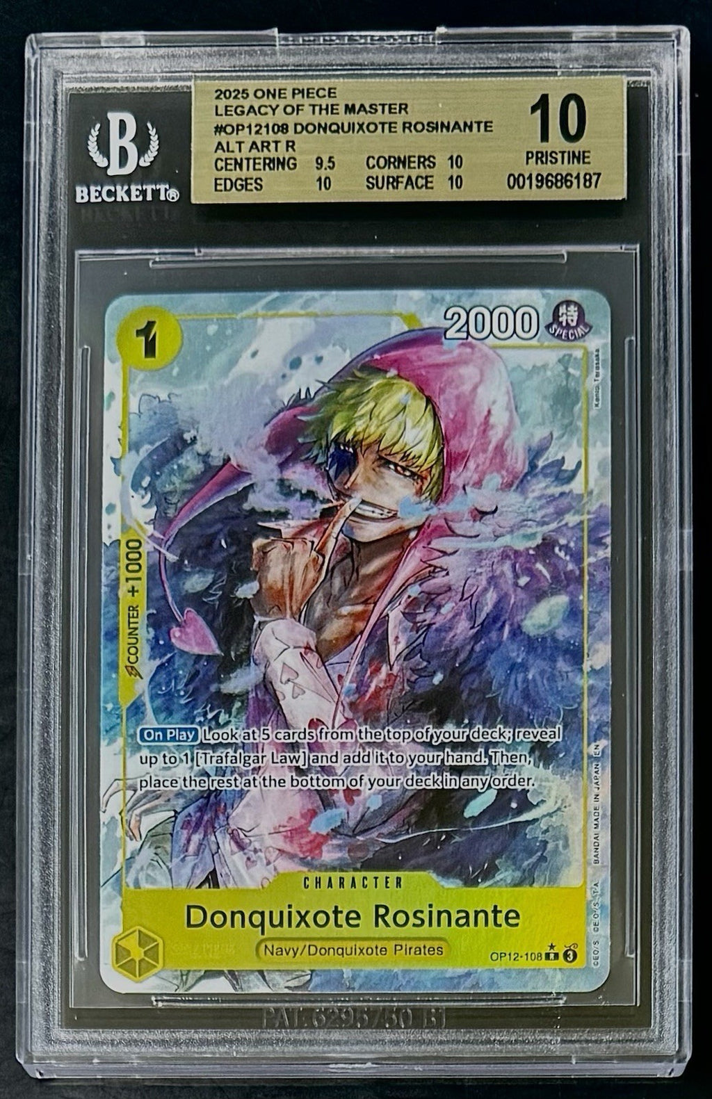 BGS 10 One Piece OP12-108 R* Donquixote Rosinante - Alt Art - EN - Foil - Graded