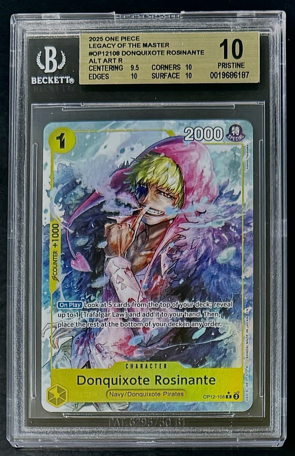 BGS 10 One Piece OP12-108 R* Donquixote Rosinante - Alt Art - EN - Foil - Graded