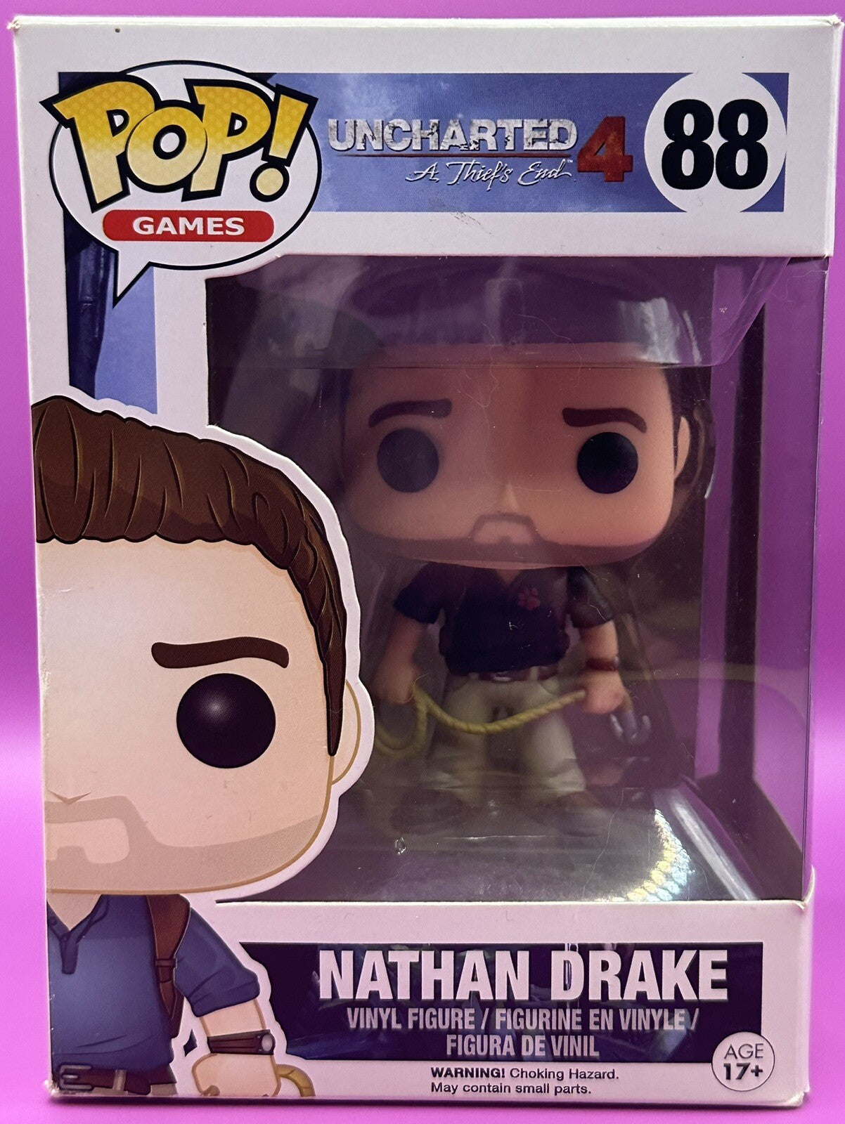 Uncharted 4 Nathan Drake Brown shirt w/Whip Funko Pop 88 Brand New.