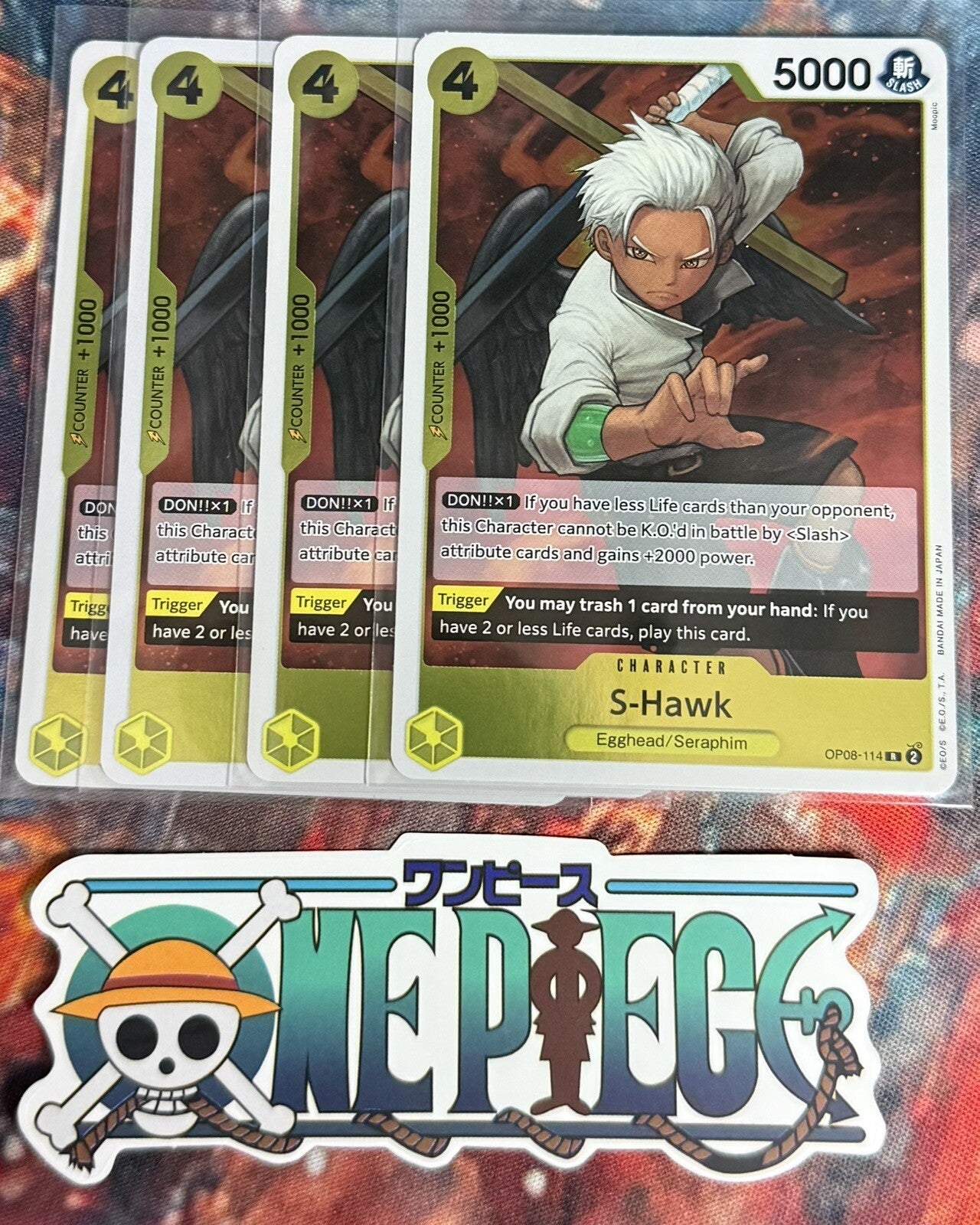 4x One Piece OP08-114 R S-Hawk - English - Playset - Foil - TCG - NM/M