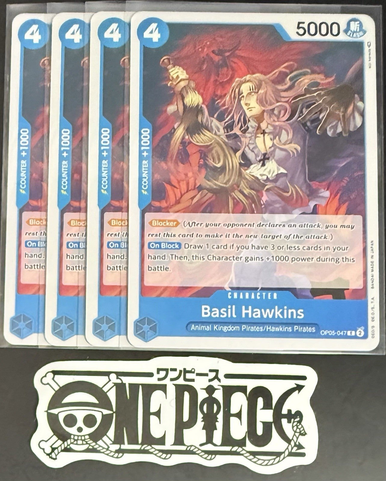 4x One Piece OP05-047 C Basil Hawkins - English - Regular - Play Set - NM/M
