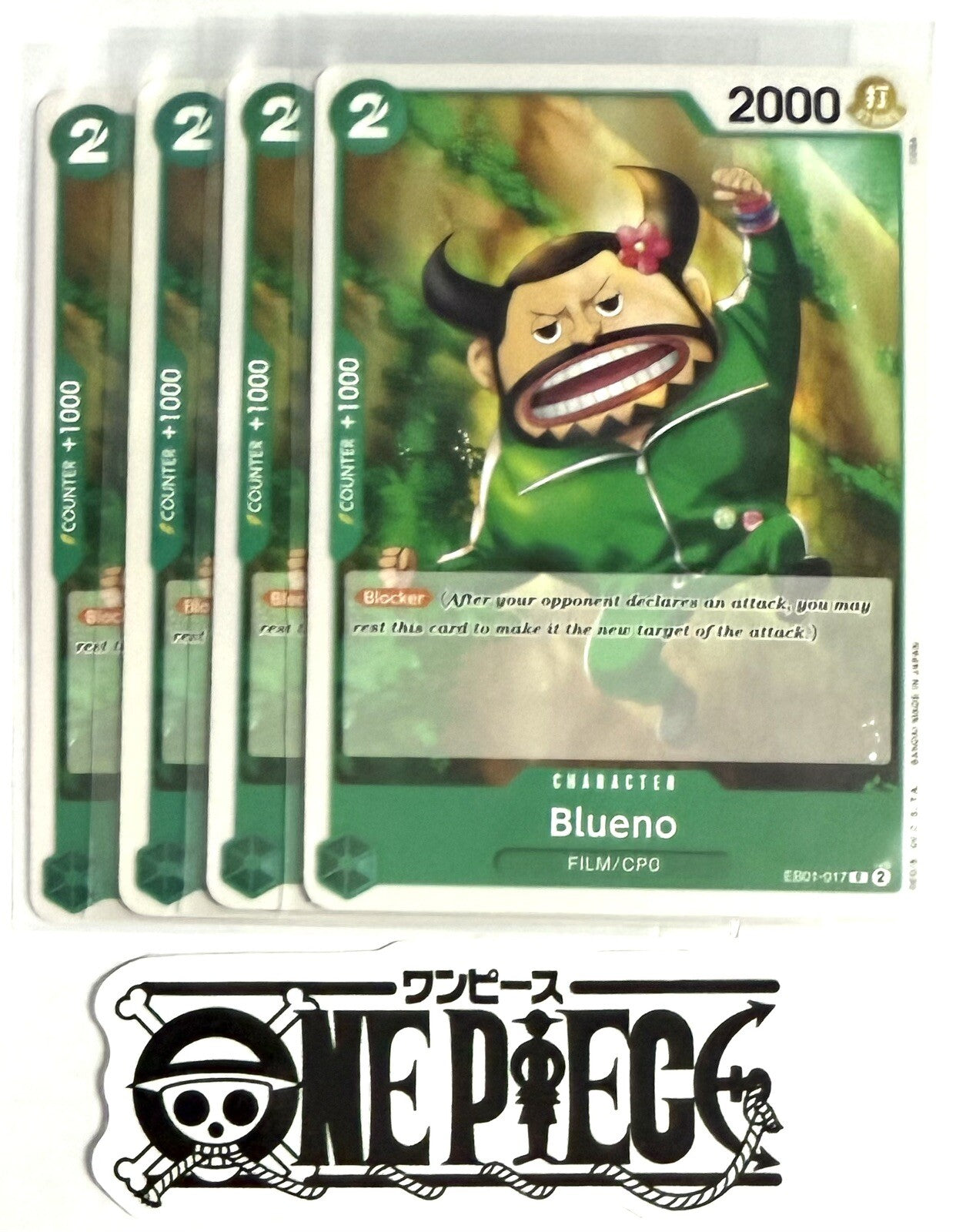 4x One Piece EB01-017 C Blueno - ENG - Regular - Play Set - TCG - NM/M