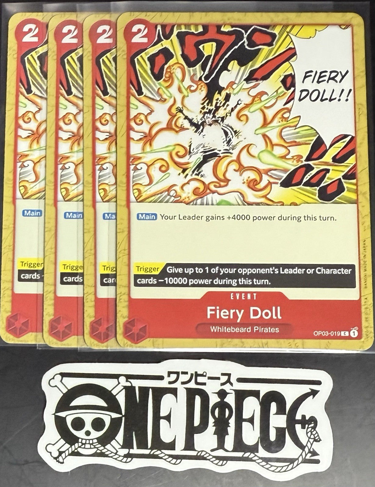 4x One Piece OP03-019 C Fiery Doll - English - Regular - Playset - TCG - NM/M
