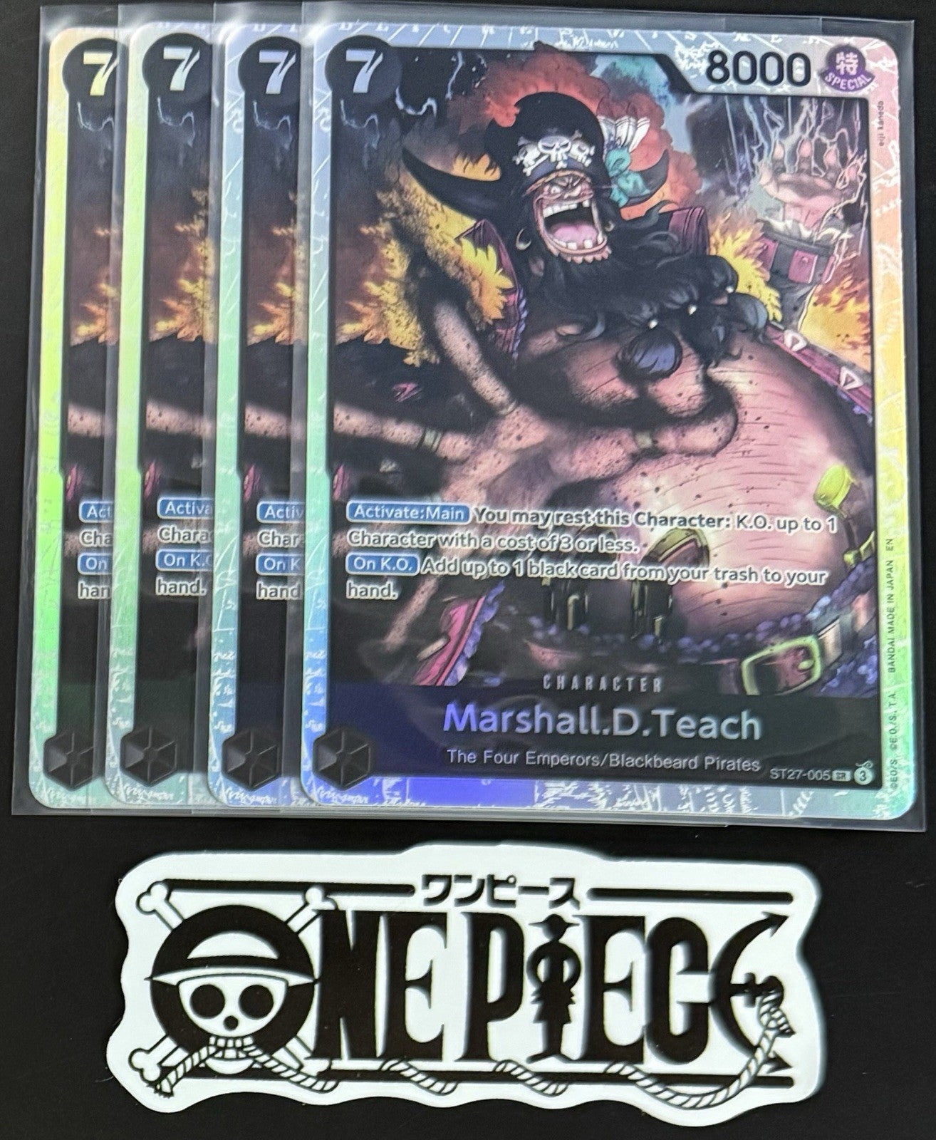 4x One Piece ST27-005 SR Marshall.D.Teach - English - Foil - Playset - TCG -NM/M