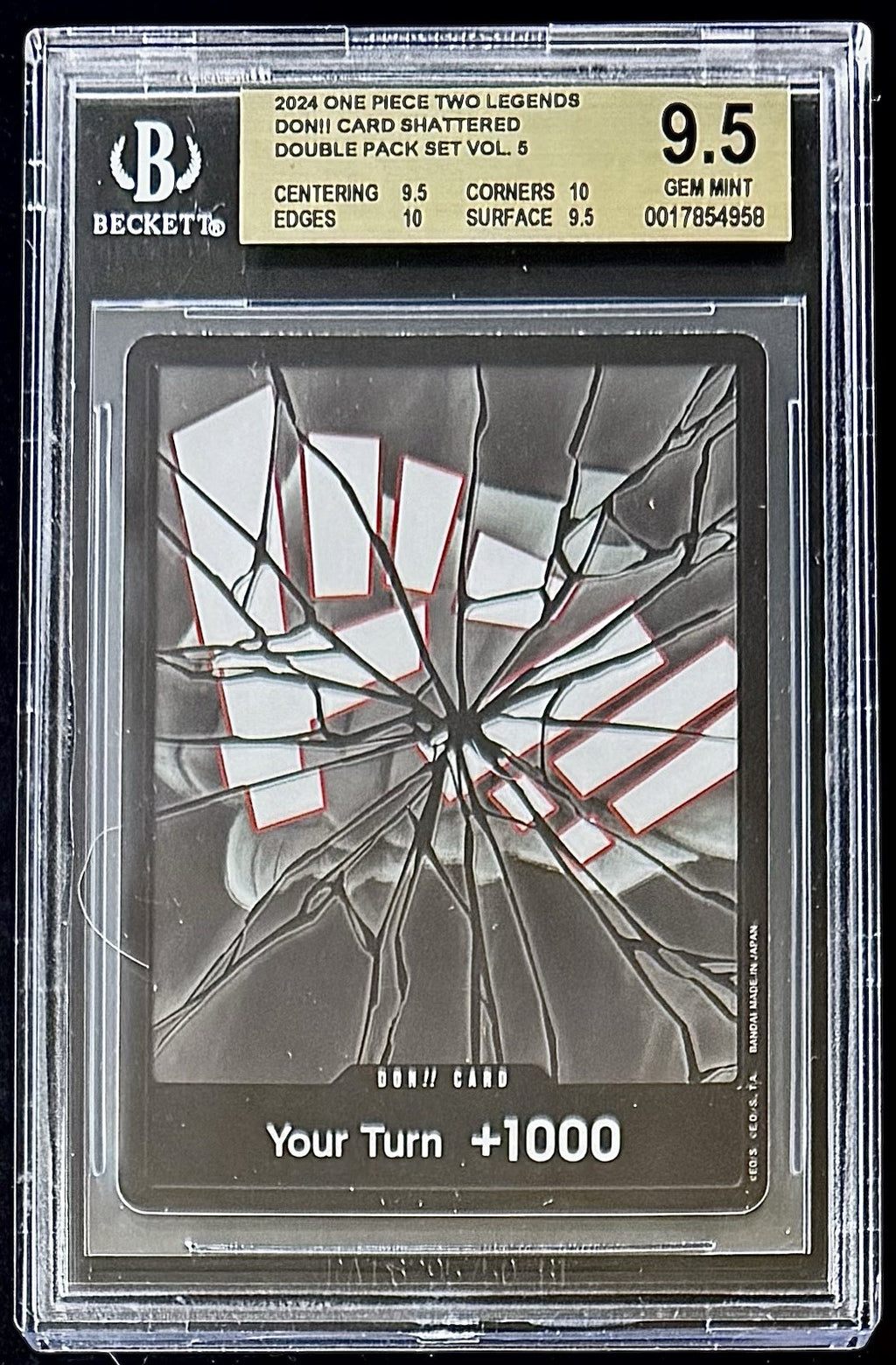 BGS 9.5 One Piece OP08 Don!! Card Shattered - English - Two Legends - Graded