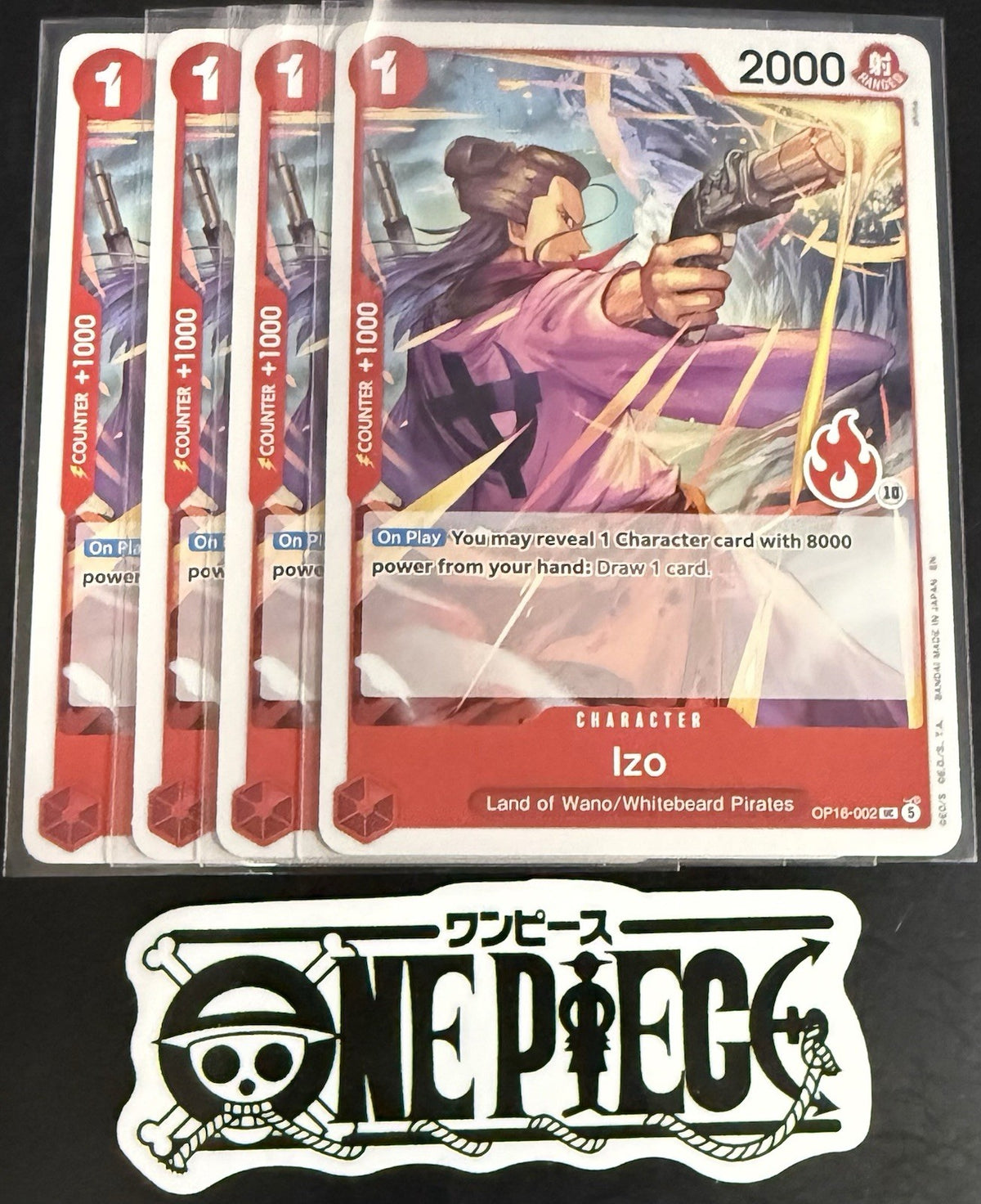 4x One Piece OP16-002 UC - Izo - EN - Regular - Play Set - SD01 - NM/M