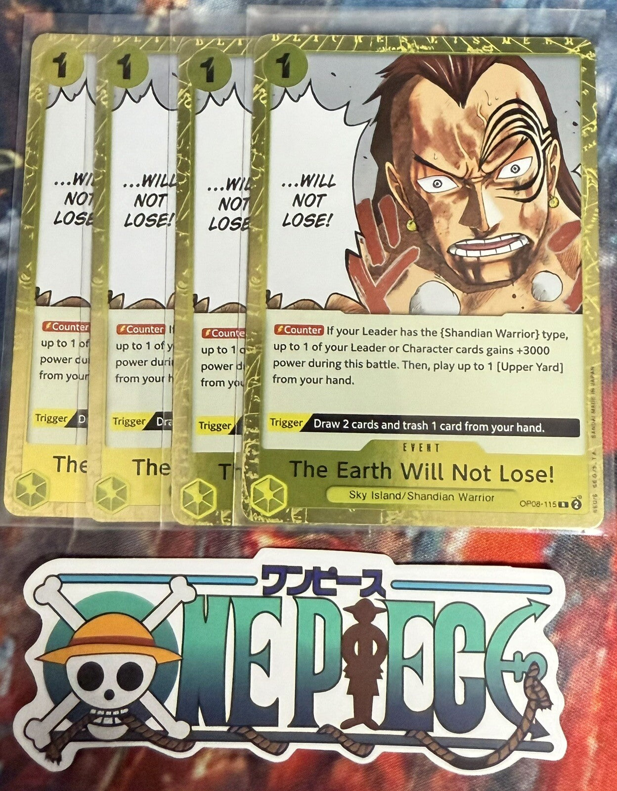 4x One Piece OP08-115 R The Earth Will Not Lose! - ENG - Playset - Foil - NM/M