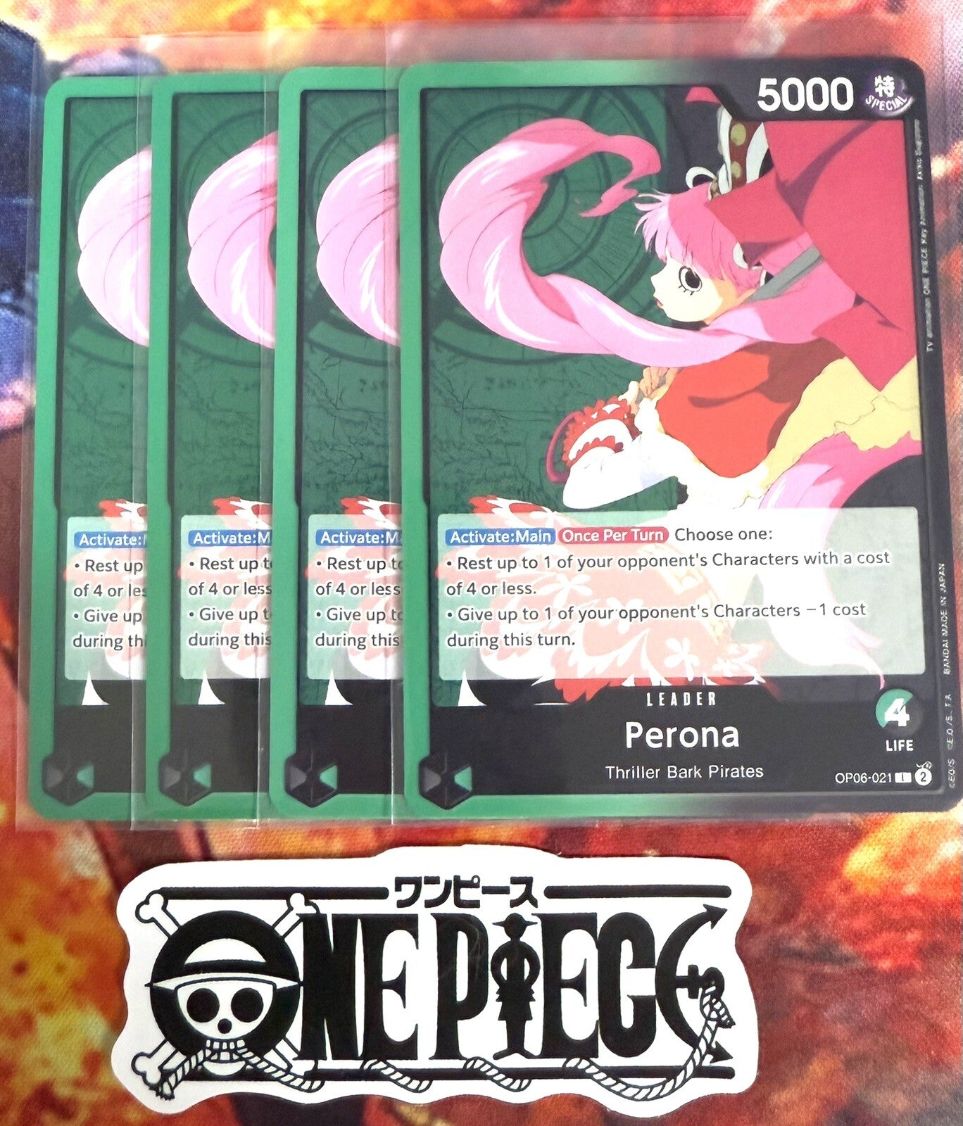 4x One Piece OP06-021 Perona - Leader - English - TCG