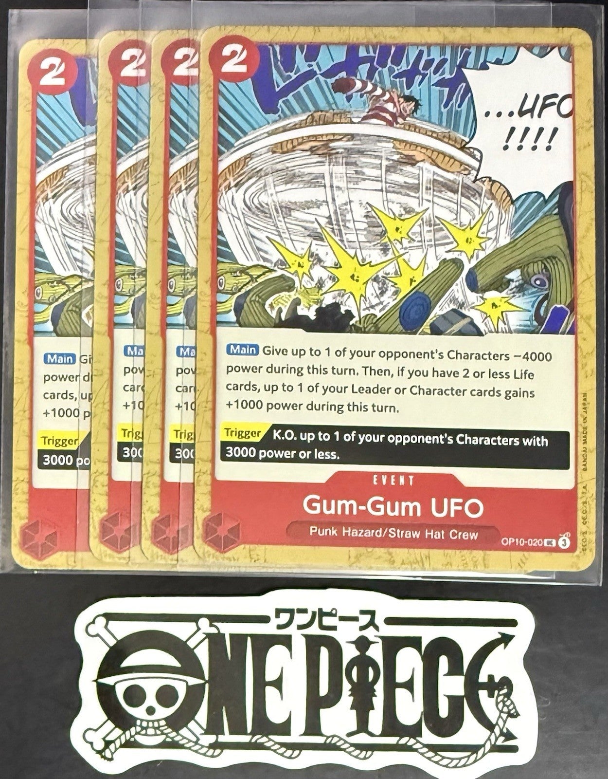 4x One Piece OP10-020 UC Gum-Gum UFO - ENG - Regular - Playset - TCG - NM/M