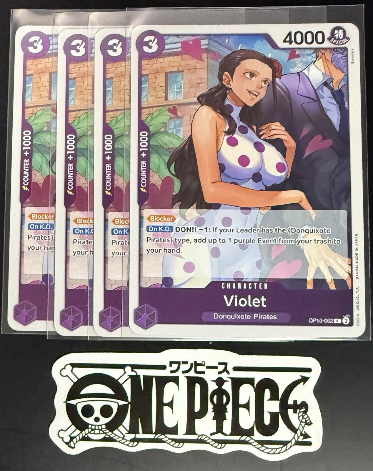 4x One Piece OP10-062 R Violet - English - Foil - Playset - TCG - NM/M