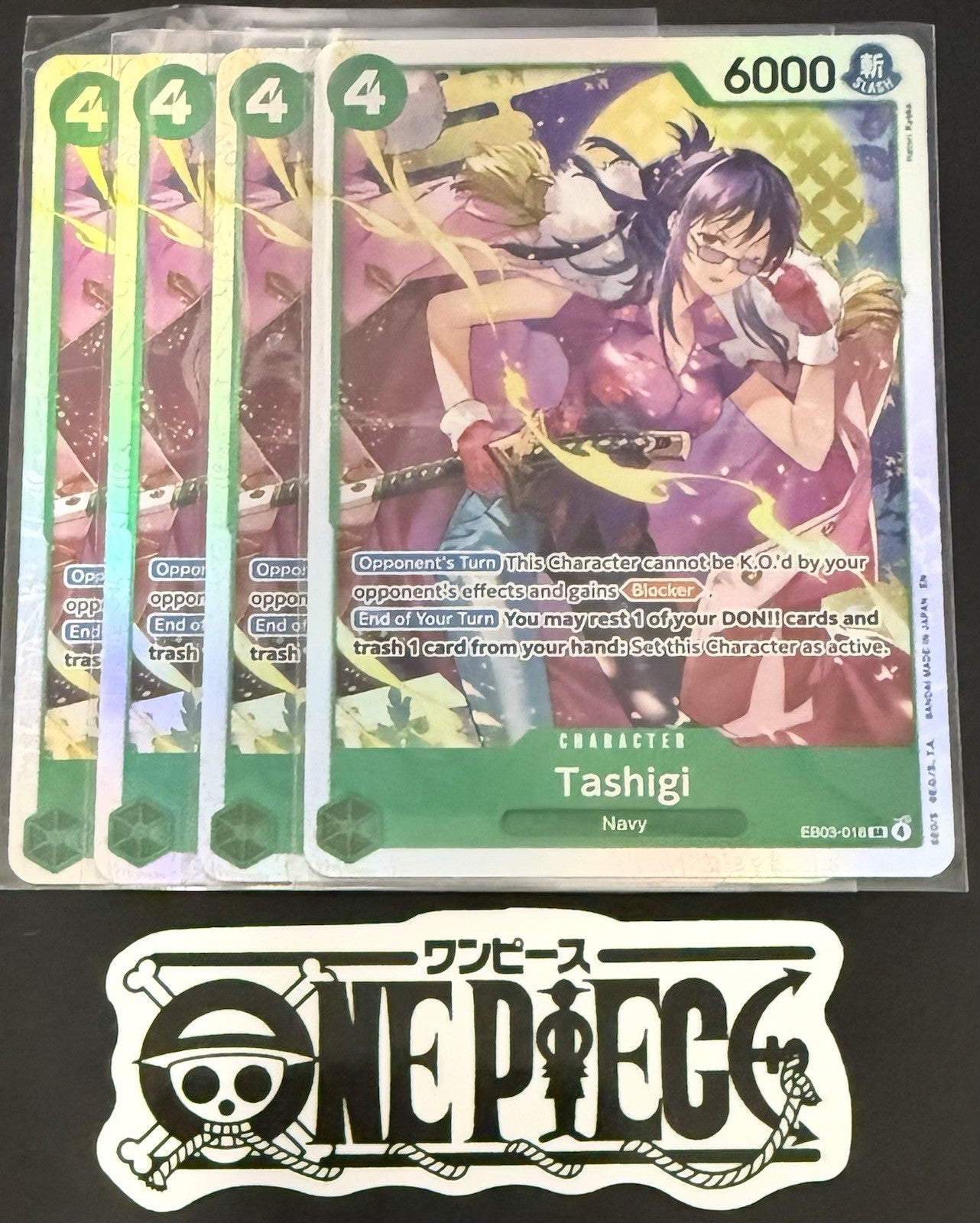 4 x One Piece EB03-018 SR - Tashigi - EN - Foil - Play Set - TCG - NM/M