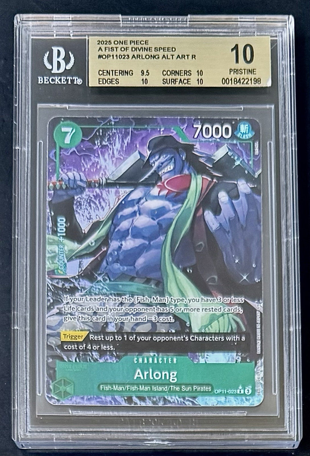 BGS 10 One Piece OP11-023 SR* Arlong Alt - English - Foil - Divine Speed -Graded