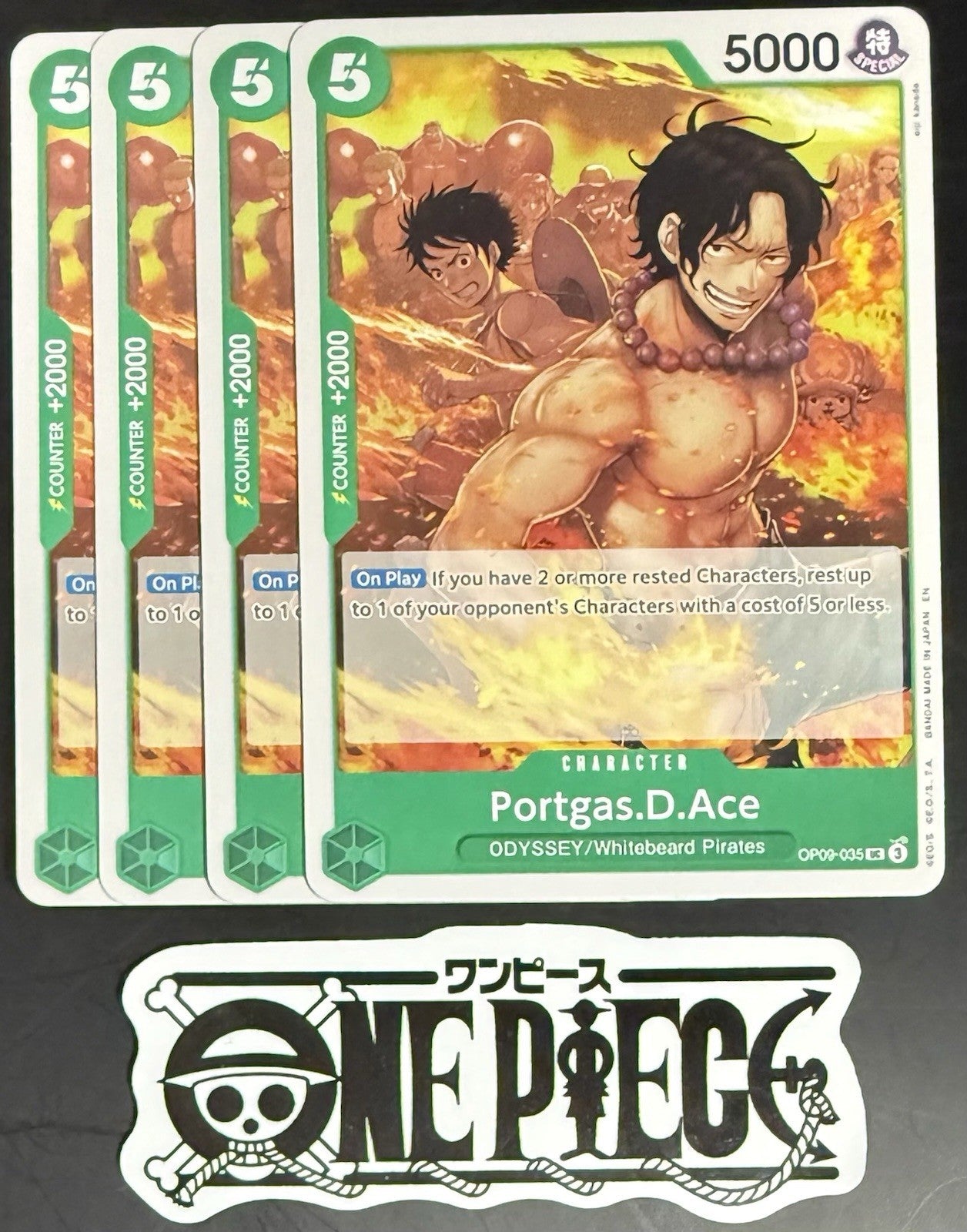 4x One Piece OP09-035 UC Portgas.D.Ace - EN - Regular - Playset - ST28 - NM/M