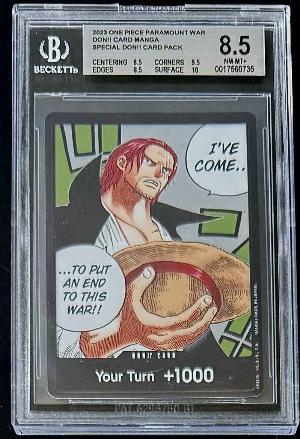 BGS 8.5 One Piece Don Card Alt Art - English - Paramount War - Graded