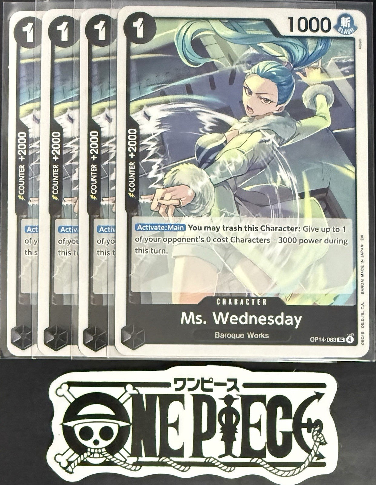 4x One Piece OP14-083 UC Ms. Wednesday - ENG - Regular - Playset - NM/M