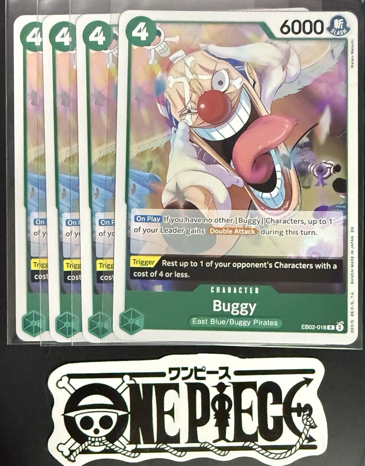 4x One Piece EB02-018 R Buggy - English - Foil - Play Set - TCG - NM/M