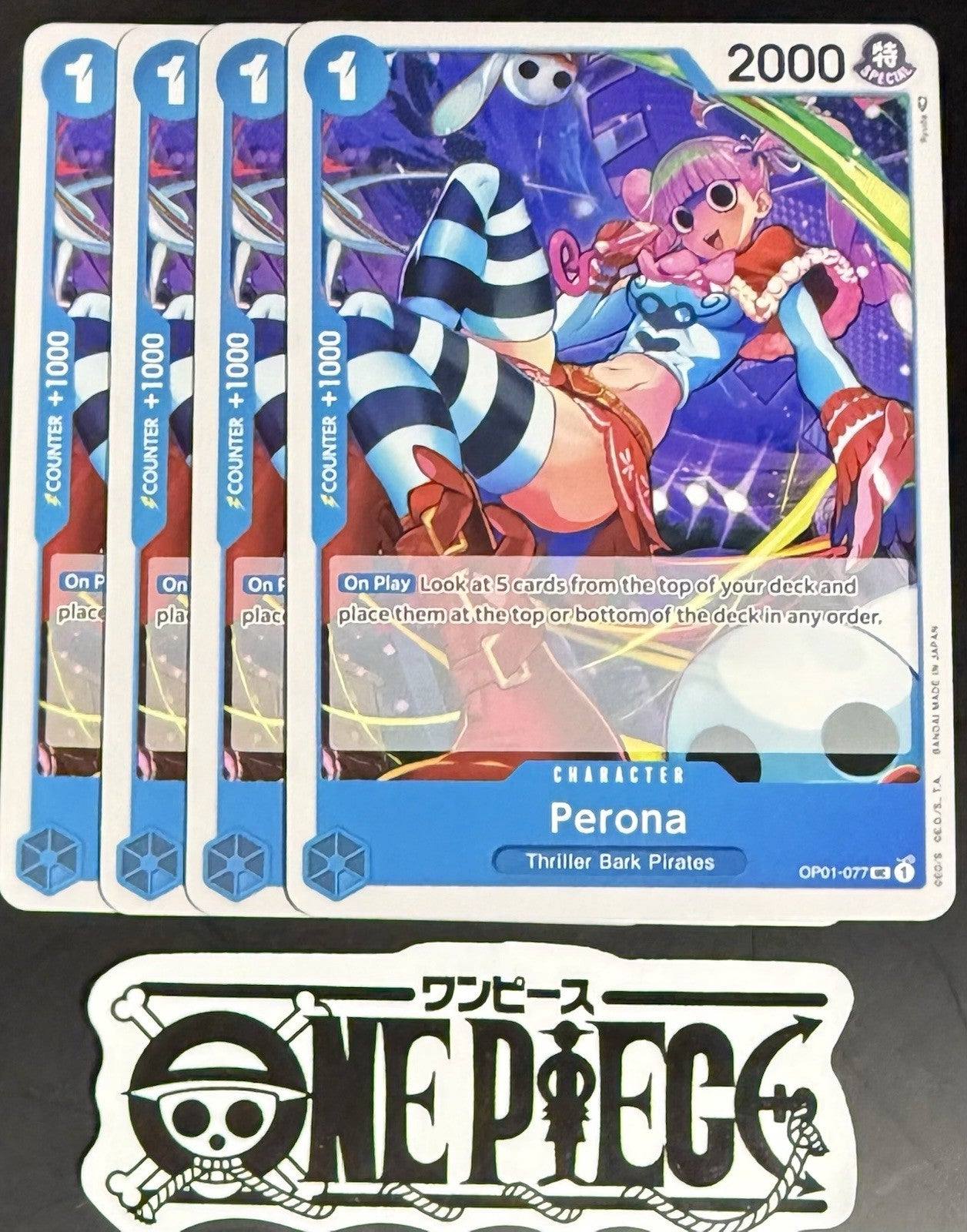 4x One Piece OP01-077 C Perona - English - Regular - Playset - TCG - NM/M