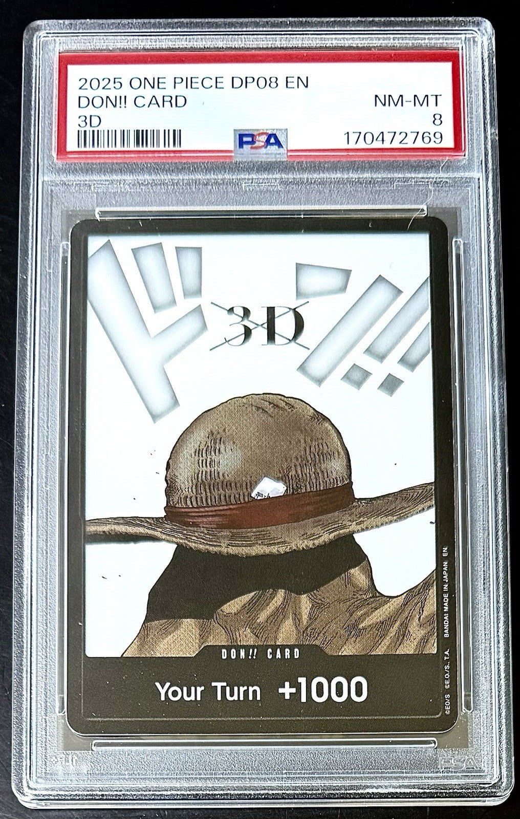 PSA 8 One Piece Don Card - 3D - EN - Promo - DP08