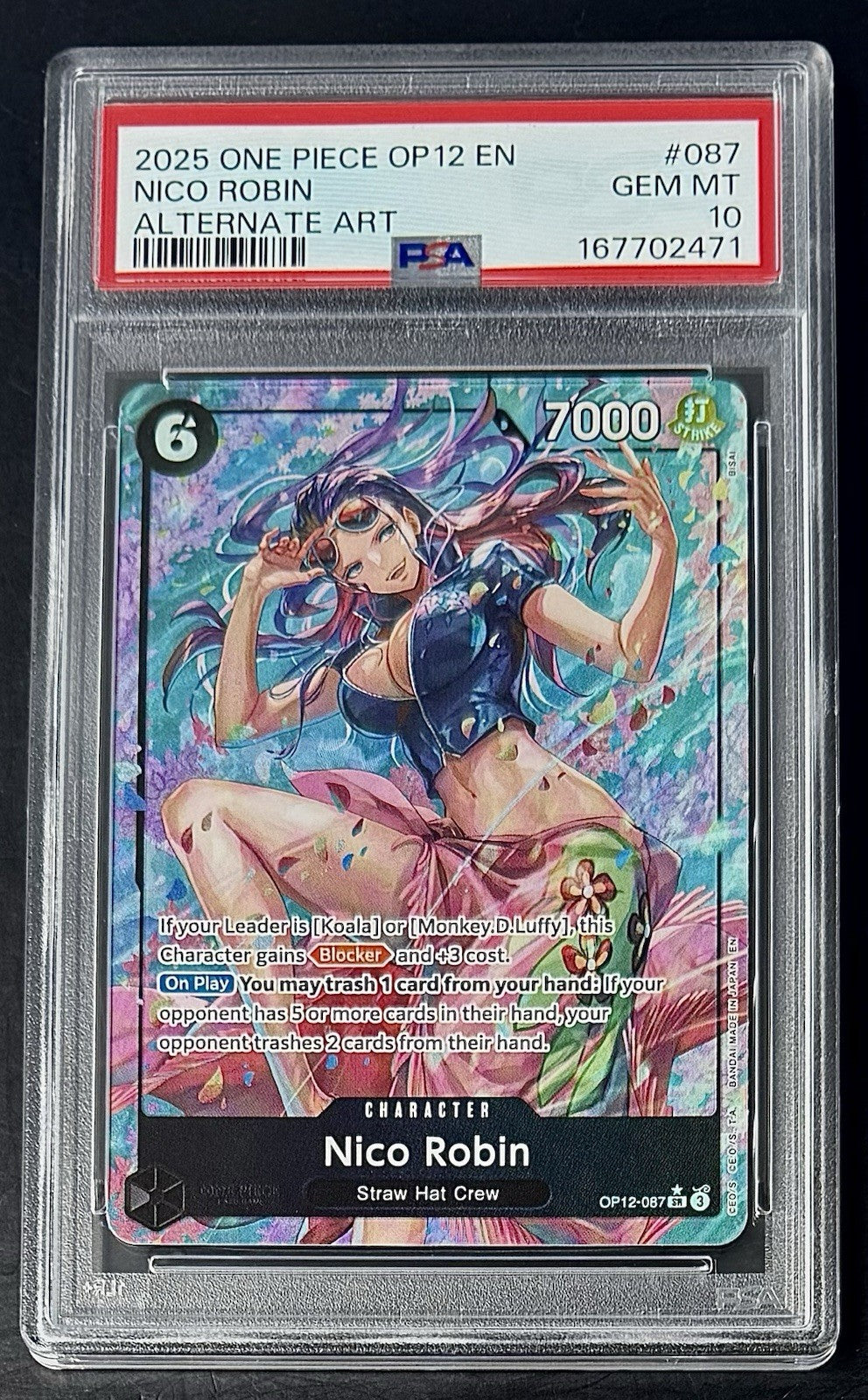 PSA 10 One Piece OP12-087 SR* - Nico Robin - Alt Art - EN - Legacy of the Master