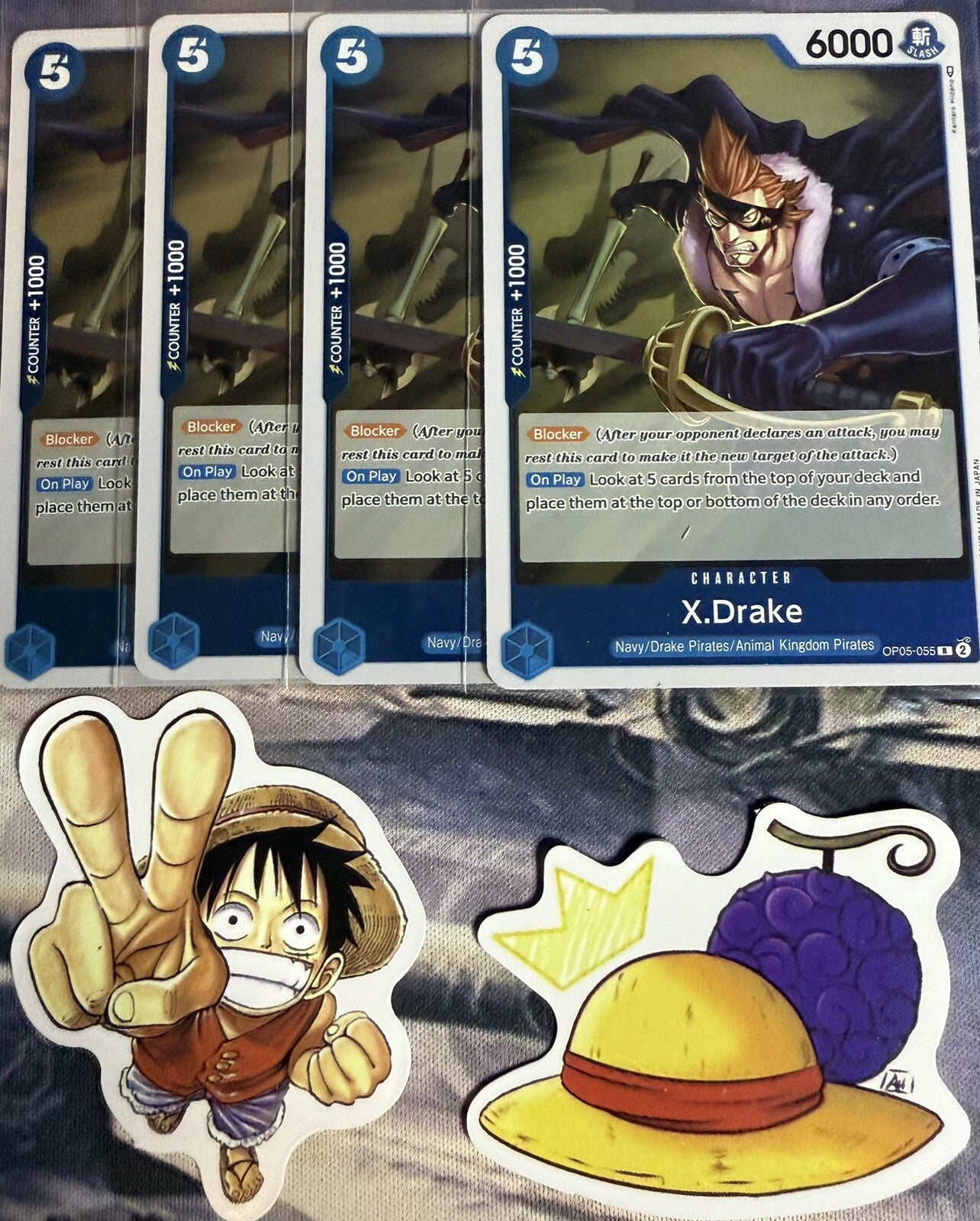 4x One Piece OP05-055 R X.Drake - English - Foil - Playset - TCG - NM/M