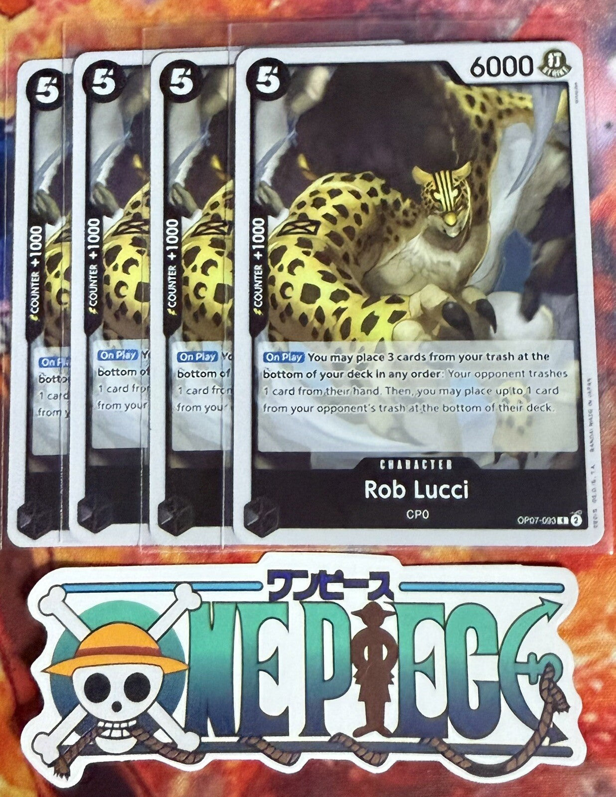 4x One Piece OP07-093 R Rob Lucci - English - Foil - Playset - TCG - NM/M