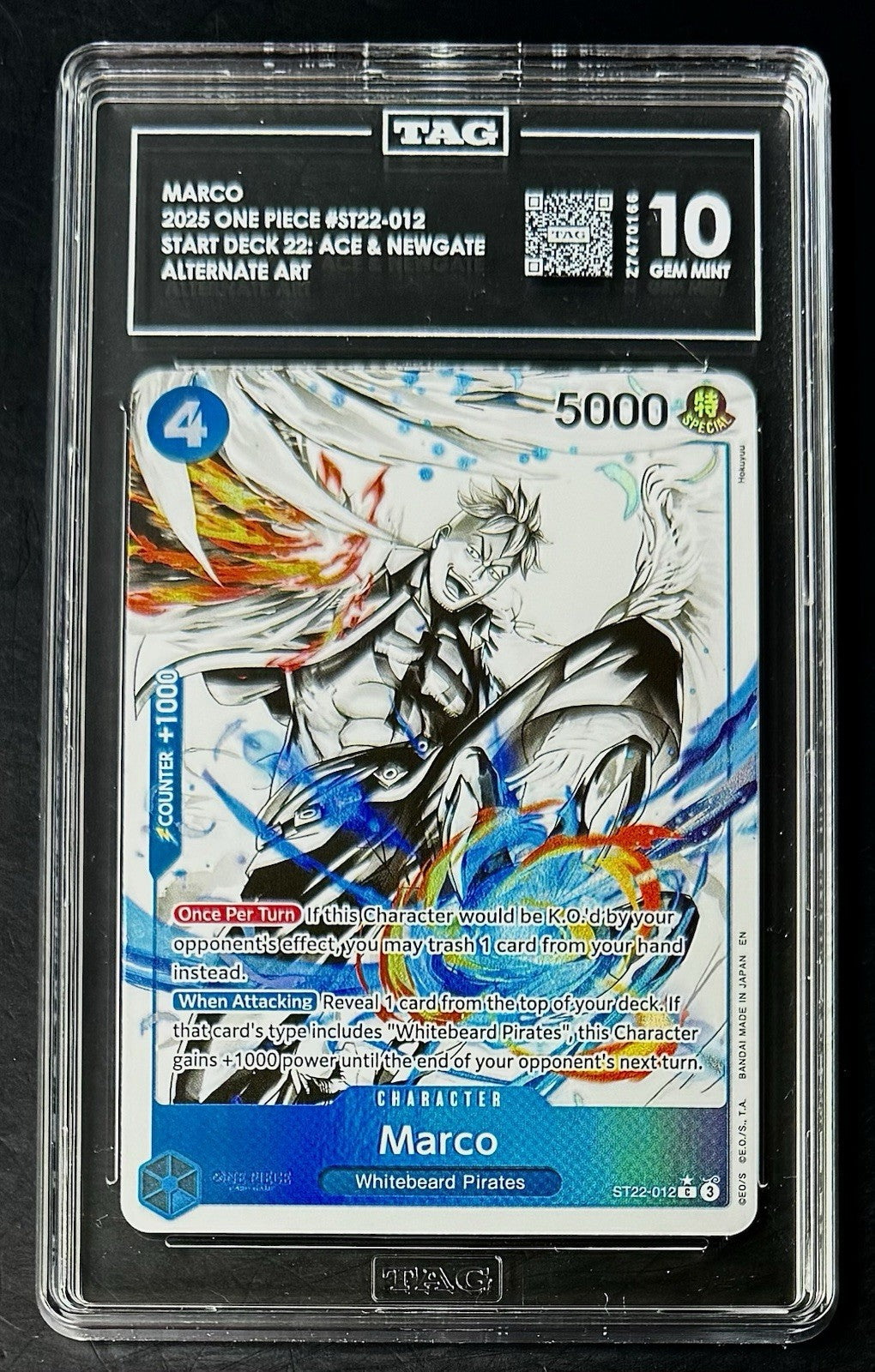 TAG 10 One Piece ST22-012 C* Marco - Alt Art- EN - Foil - Ace & Newgate - Graded