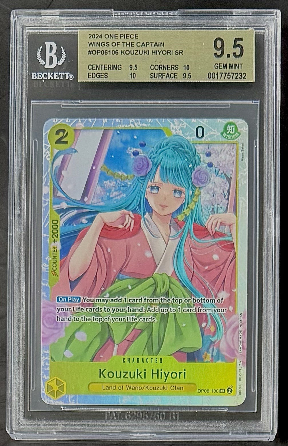 BGS 9.5 One Piece OP06-106 SR Kouzuki Hiyori - English - Wings of the Captain