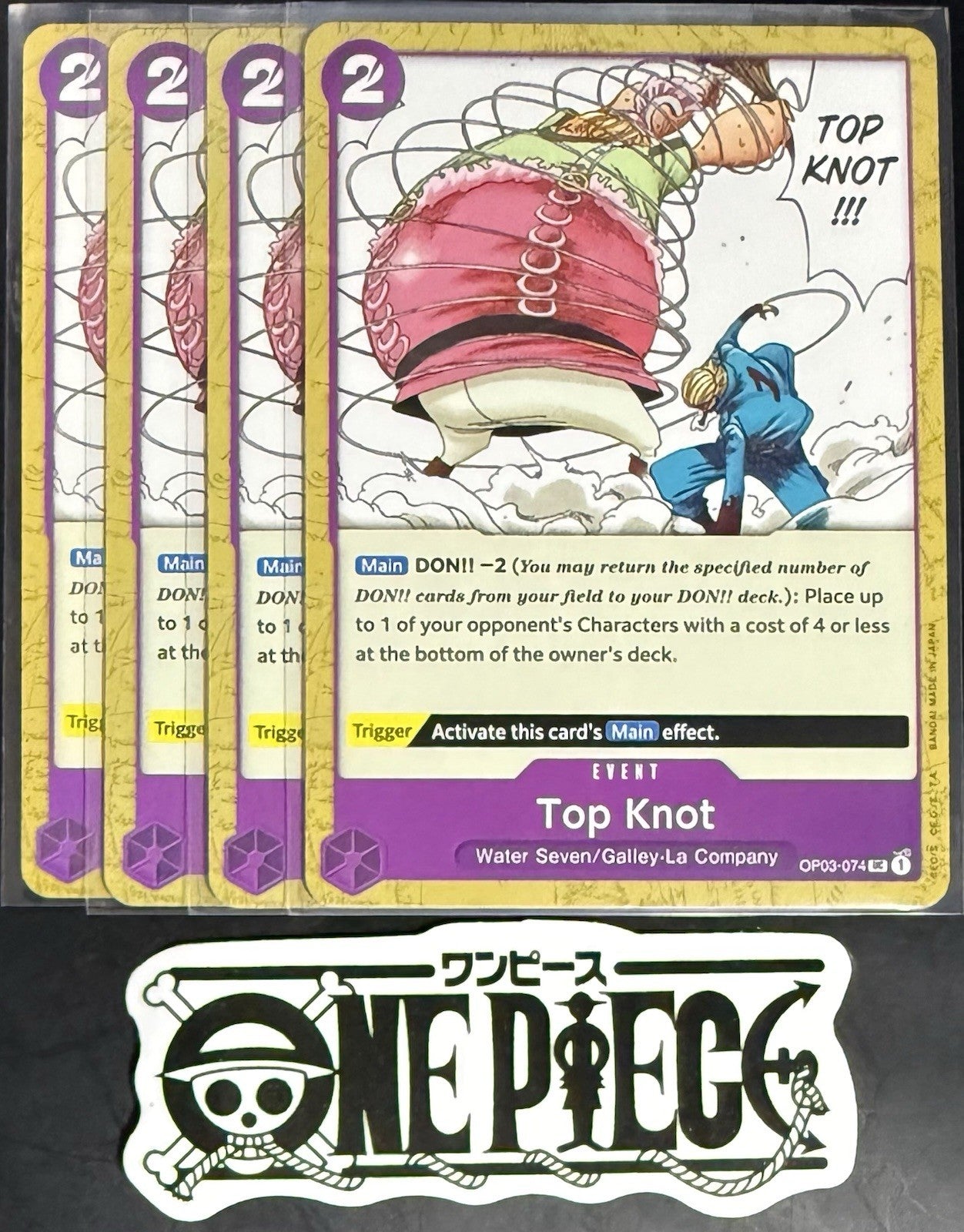 4x One Piece OP03-074 UC Top Knot - ENG - Regular - Playset - TCG - NM/M