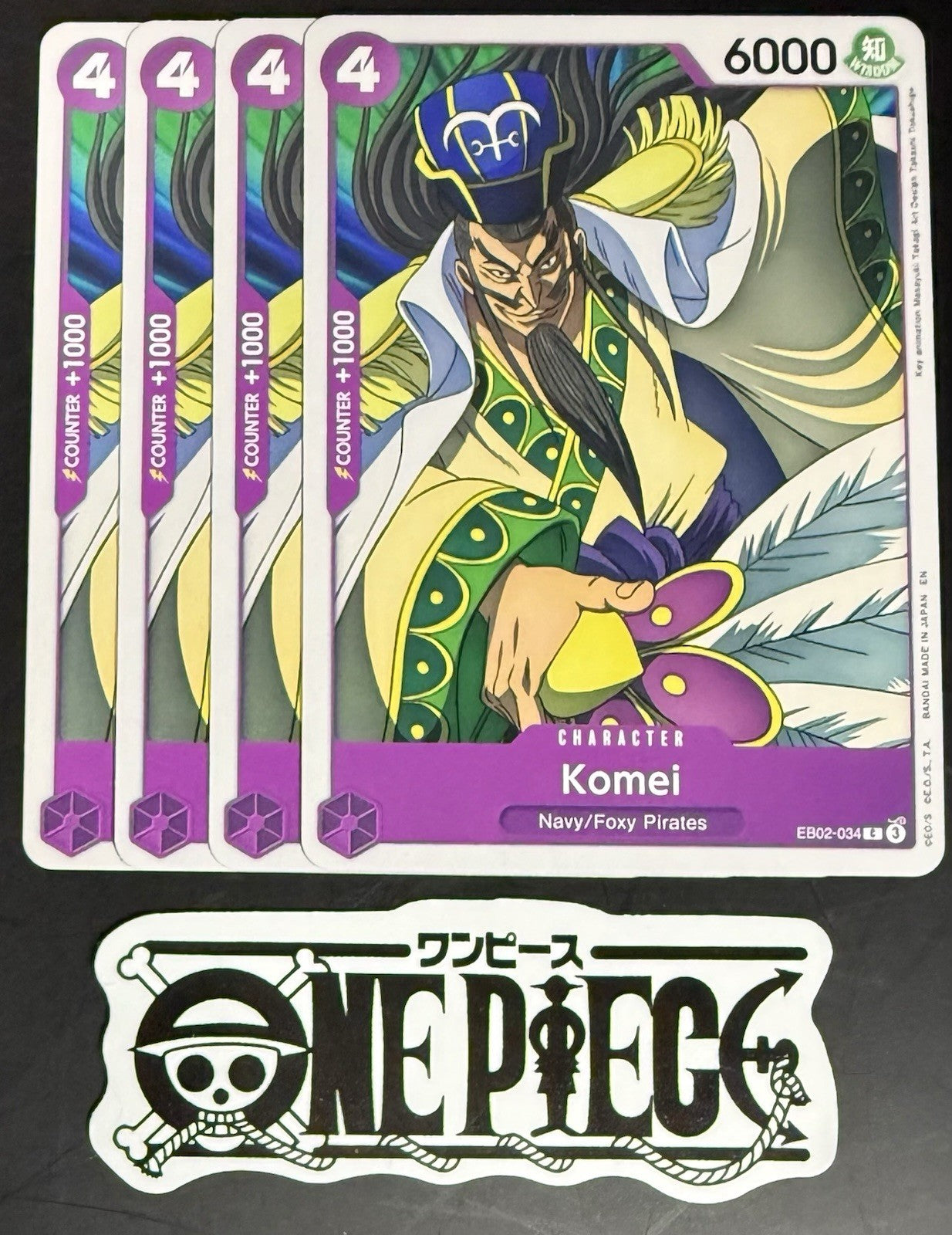 4x One Piece EB02-034 C Komei - English - Regular - Play Set - TCG - NM/M