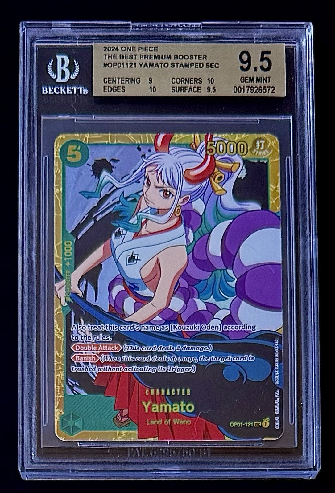 BGS 9.5 One Piece OP01-121 SEC Yamato - English - Foil - PRB01 - Graded