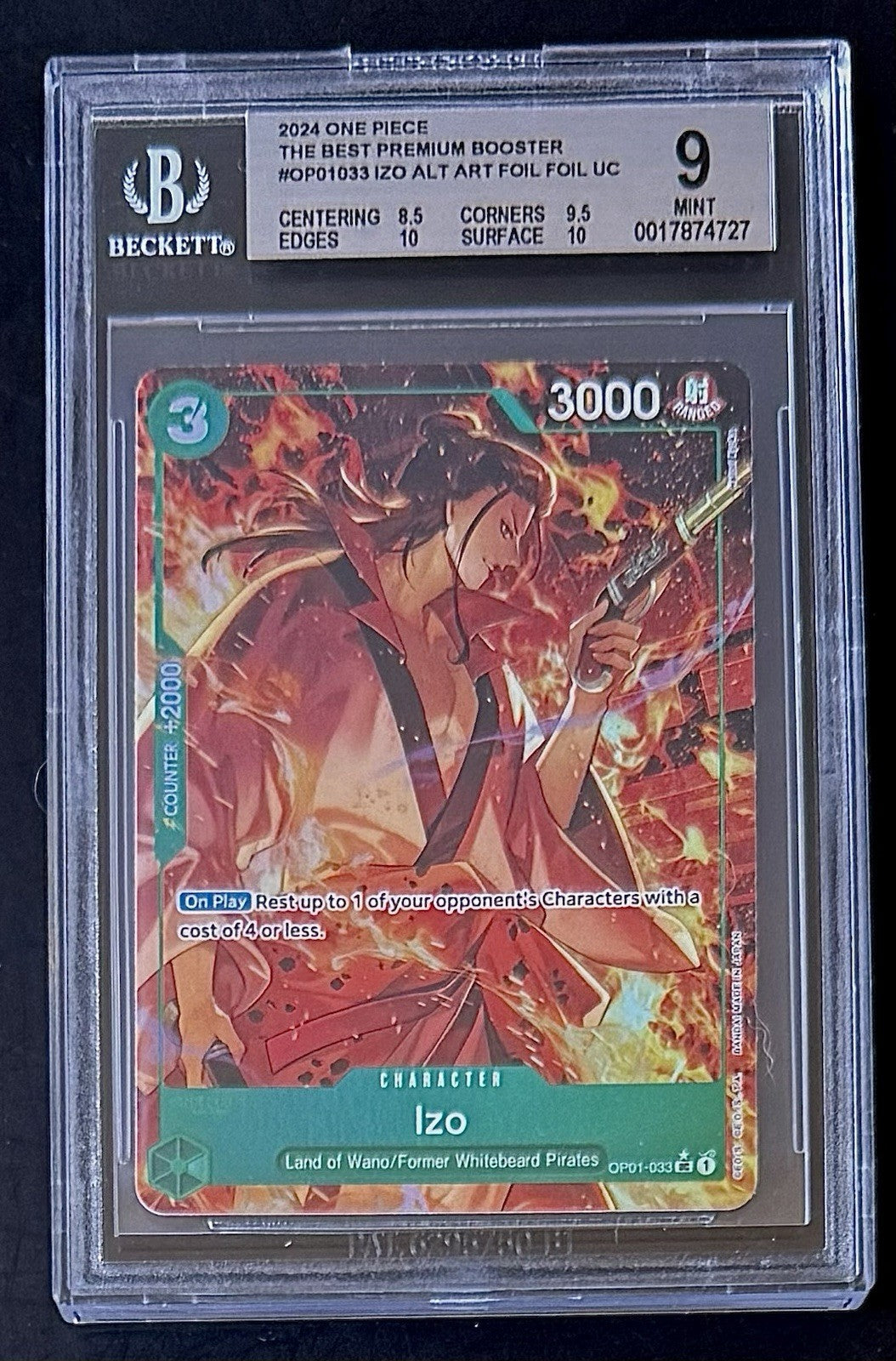BGS 9 One Piece OP01-033 UC* Izo Alt Art Foil - English - PRB01 - Graded