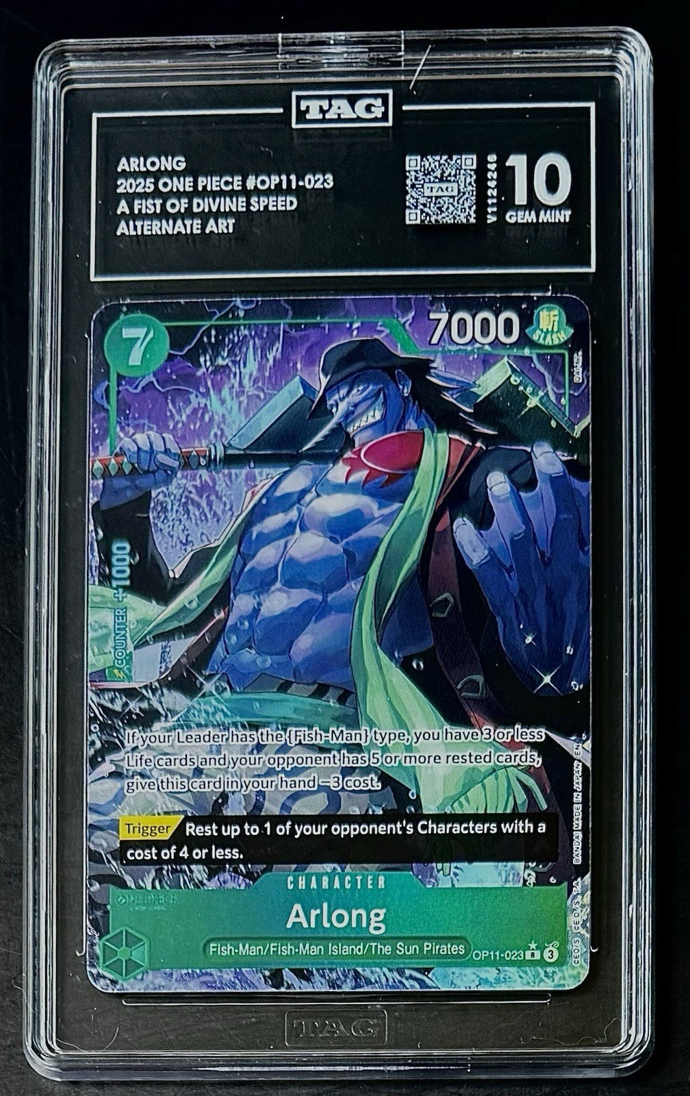 TAG 10 One Piece OP11-023 R* - Arlong - Alt Art - EN - Foil - Graded