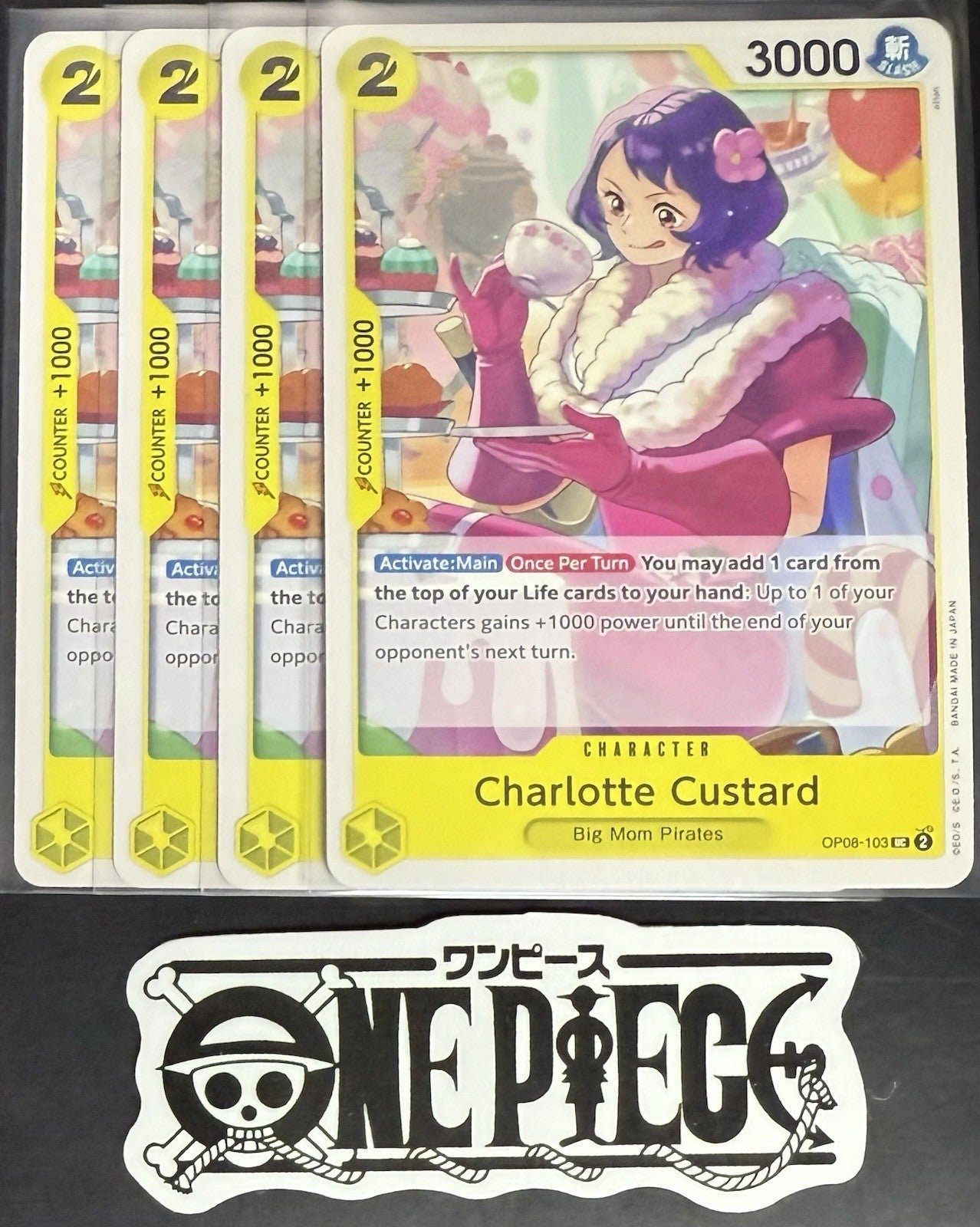 4x One Piece OP08-103 UC Charlotte Custard - ENG - Regular - Play Set - TCG-NM/M