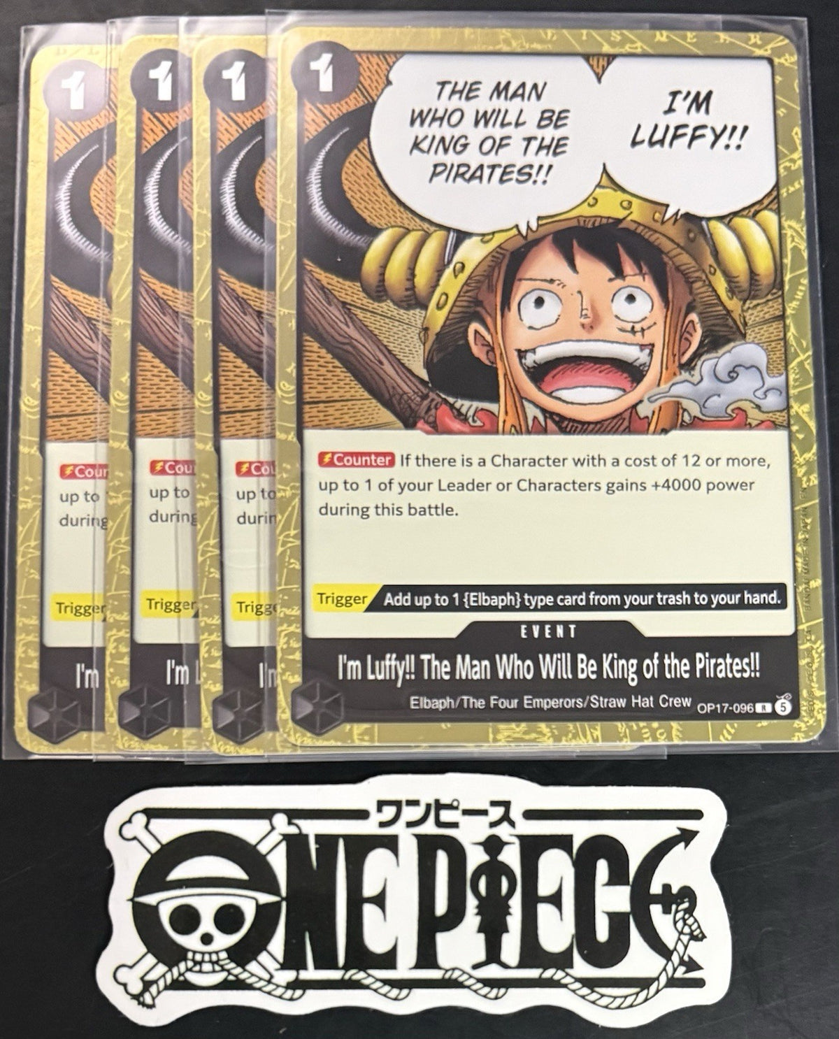 4x One Piece OP17-096 R - I'm Luffy!! ... - EN - Foil - Play Set - TCG - NM/M