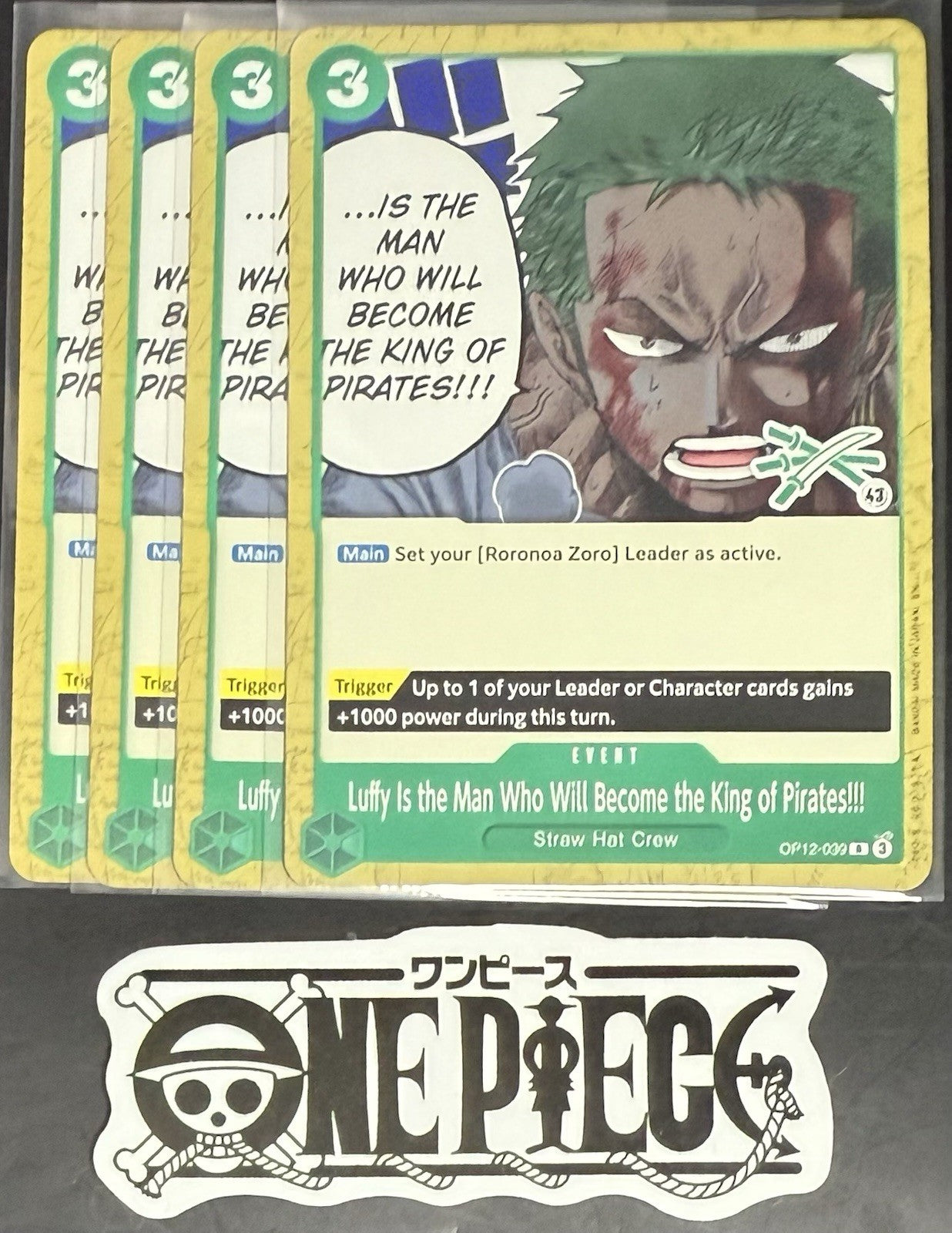 4x One Piece OP12-039 R Luffy is the Man.- EN - Regular - Play Set - LD01 - NM/M