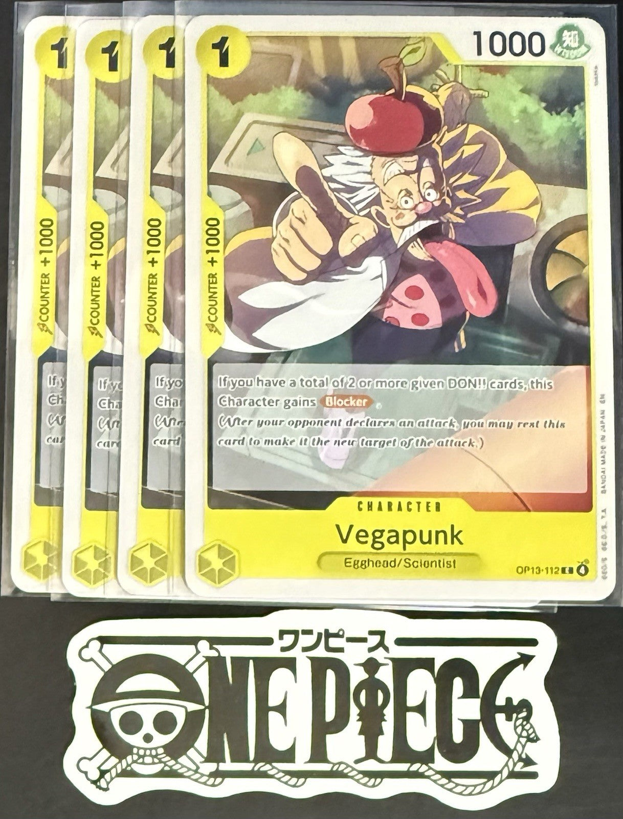 4x One Piece OP13-112 C Vegapunk - ENG - Regular - Playset - TCG - NM/M