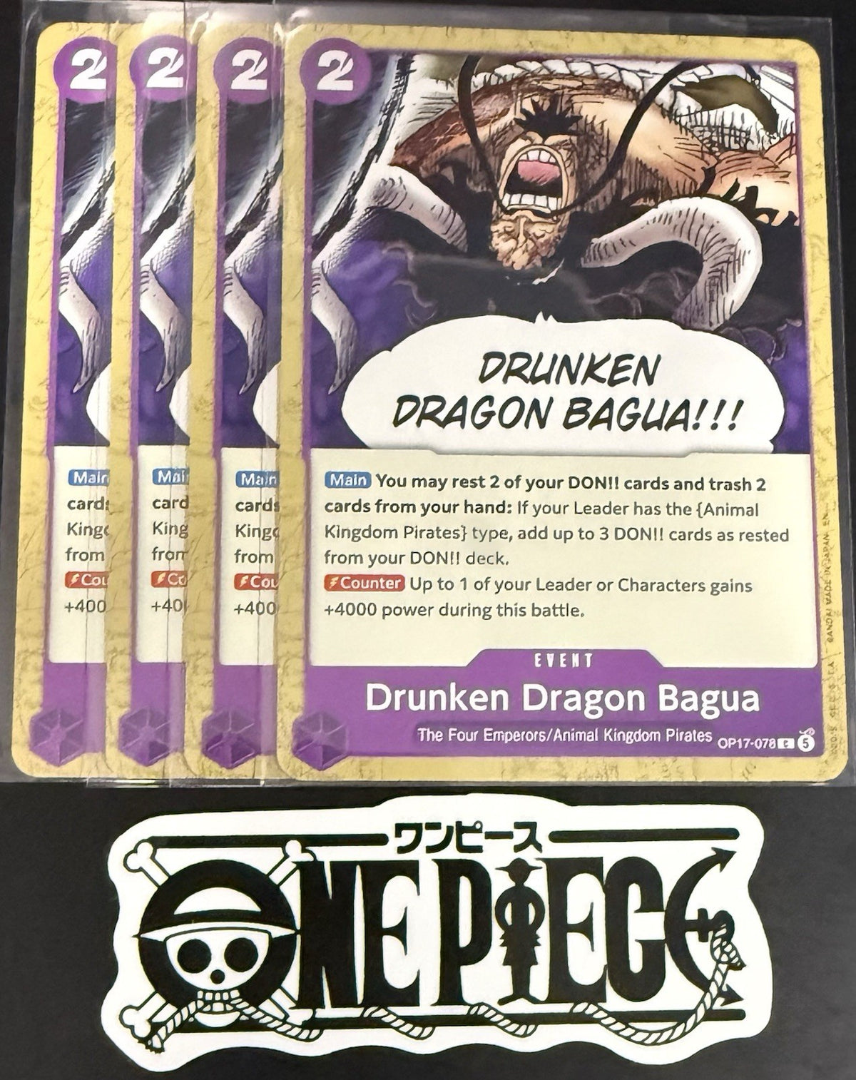 4x One Piece OP17-078 C - Drunken Dragon Bagua - EN - Regular - Play Set - NM/M