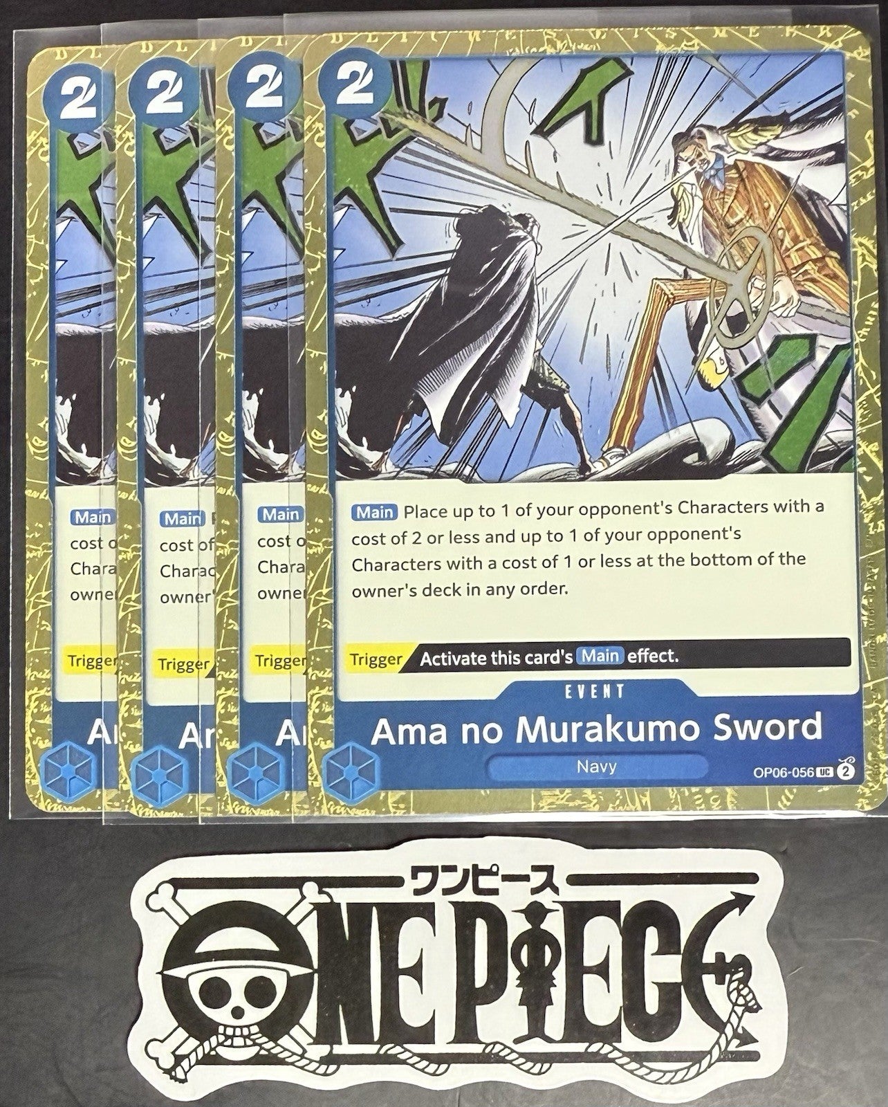 4 x One Piece OP06-056 UC Murakumo Sword - English - PRB02 Foil - Playset - NM/M