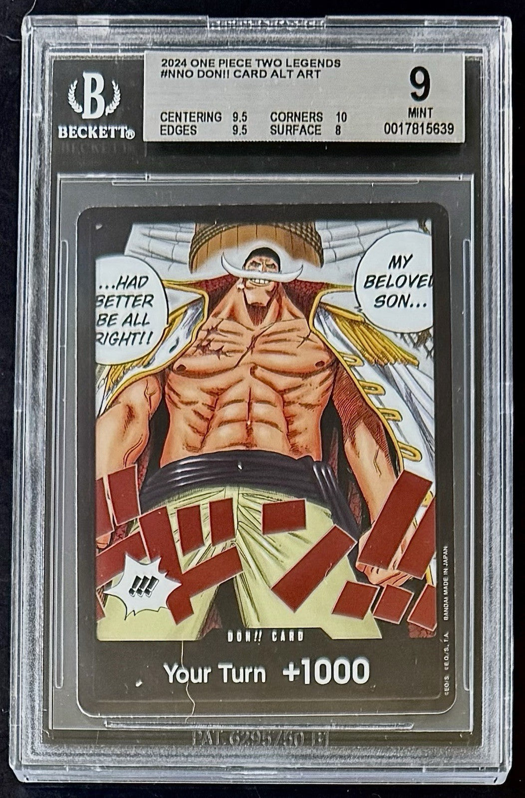 BGS 9 One Piece OP08 Don!! Card Alt Art - English - Two Legends - Graded