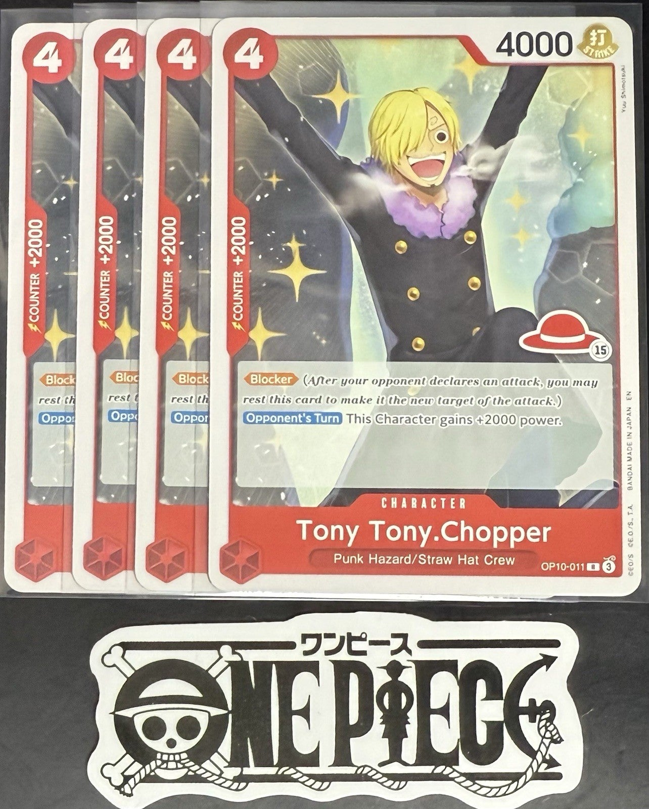 4x One Piece OP10-011 R Chopper - English - Regular - Play Set - LD01 - NM/M