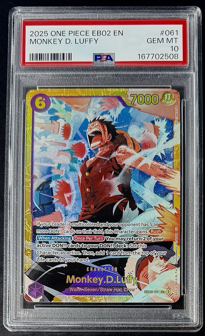 PSA 10 One Piece EB02-061 SEC - Monkey.D.Luffy - EN - 25th Collection