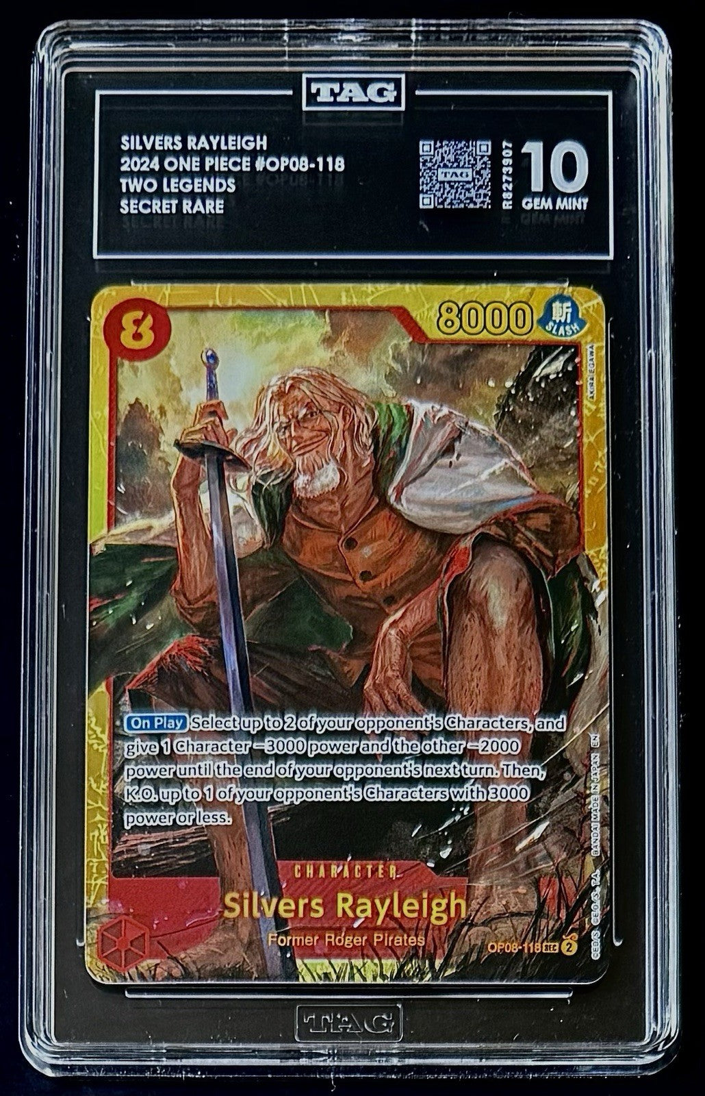 TAG 10 One Piece OP08-118 SEC - Silvers Rayleigh - EN - Two Legends - Graded
