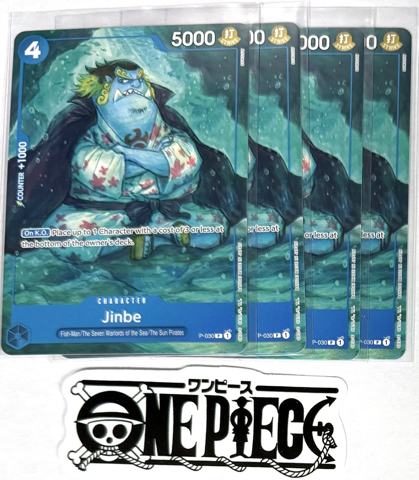 4x One Piece P-030 P Jinbe - Full Art - English - Play Set - TCG - Mint